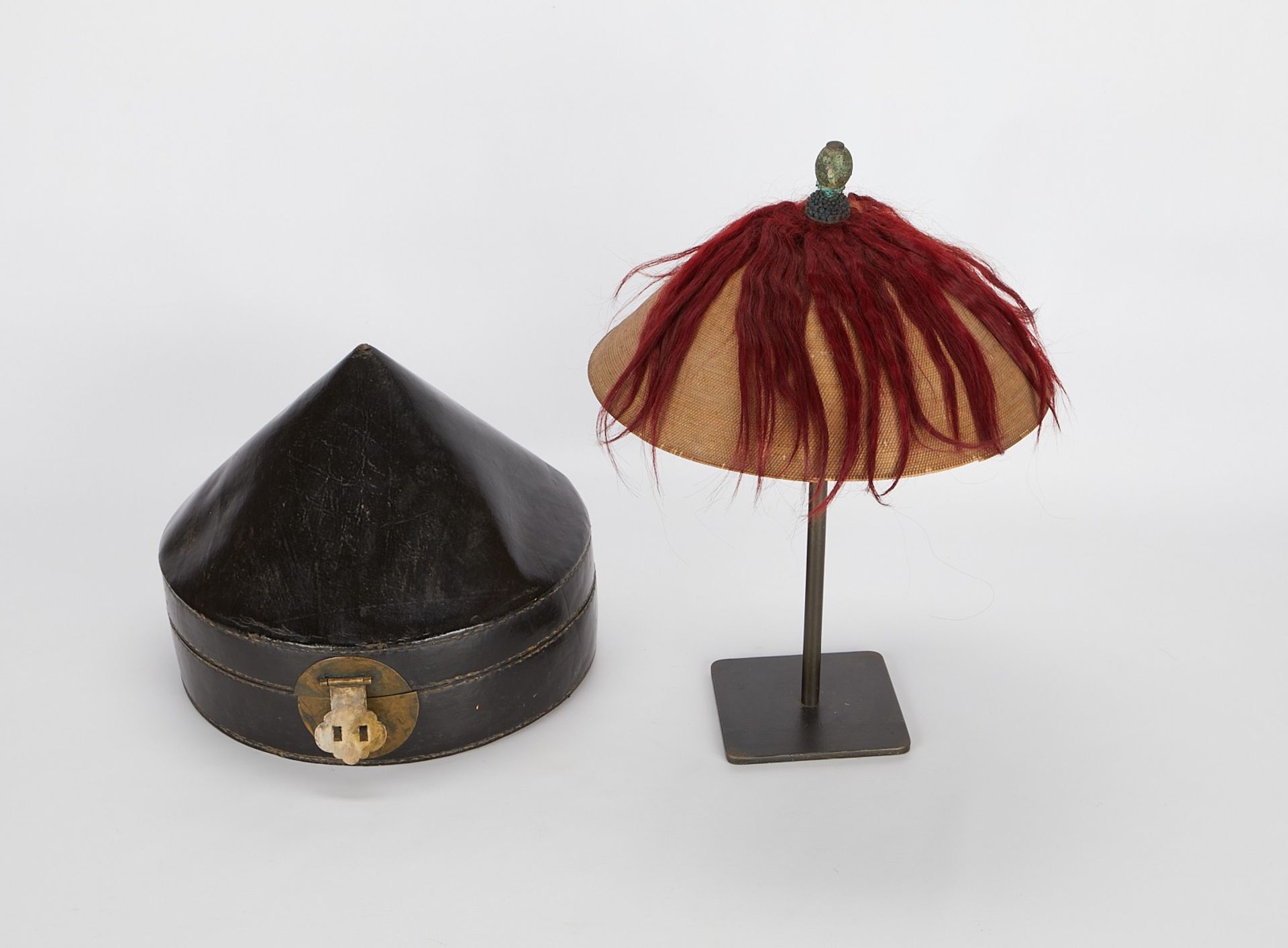 Chinese Official's Wicker Hat w/ Box & Stand - Image 8 of 12