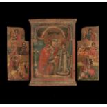 Greek Orthodox Polychrome 18th-19th c. Triptych