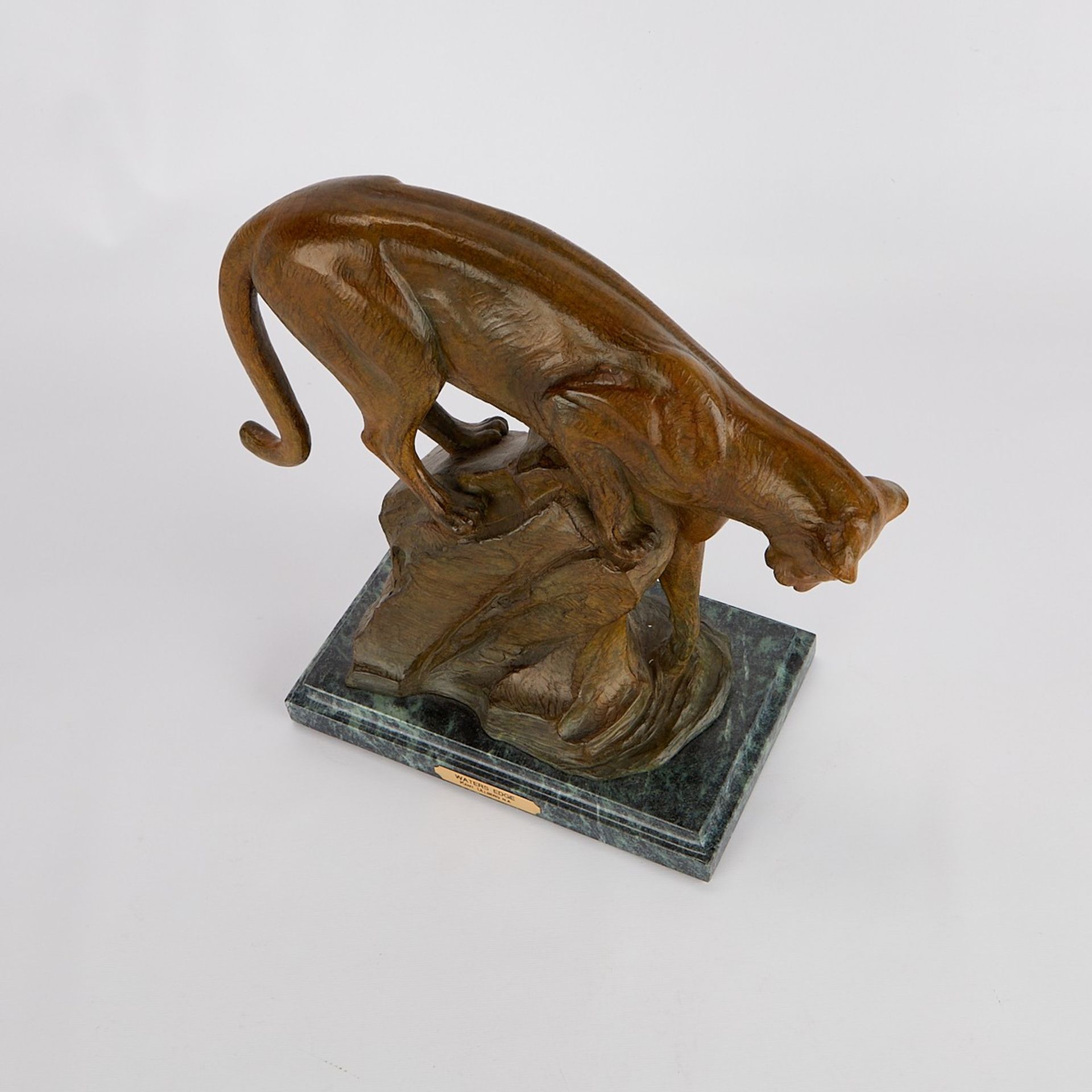 Kent Ullberg Water's Edge Cougar Bronze Sculpture - Image 7 of 12
