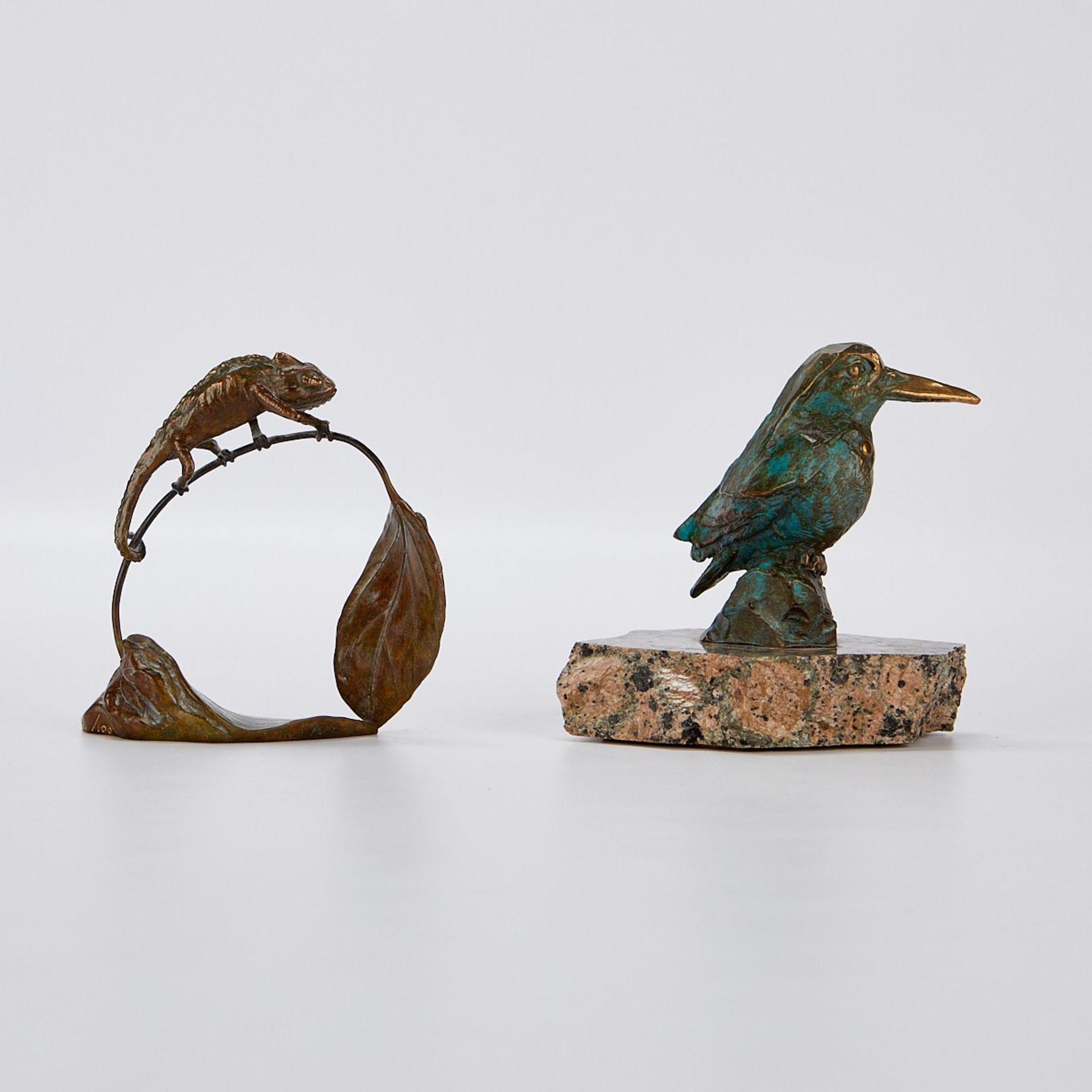 2 Bronze Sculptures - Bird & Chameleon - Image 6 of 13