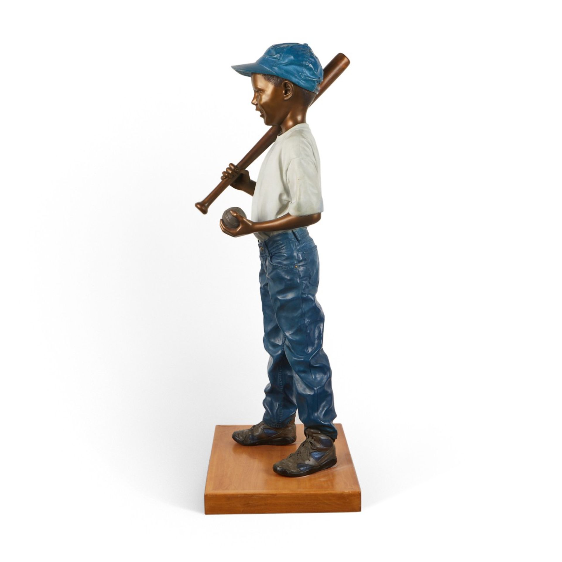 Ramon Parmenter Baseball Boy Bronze Sculpture - Image 3 of 9