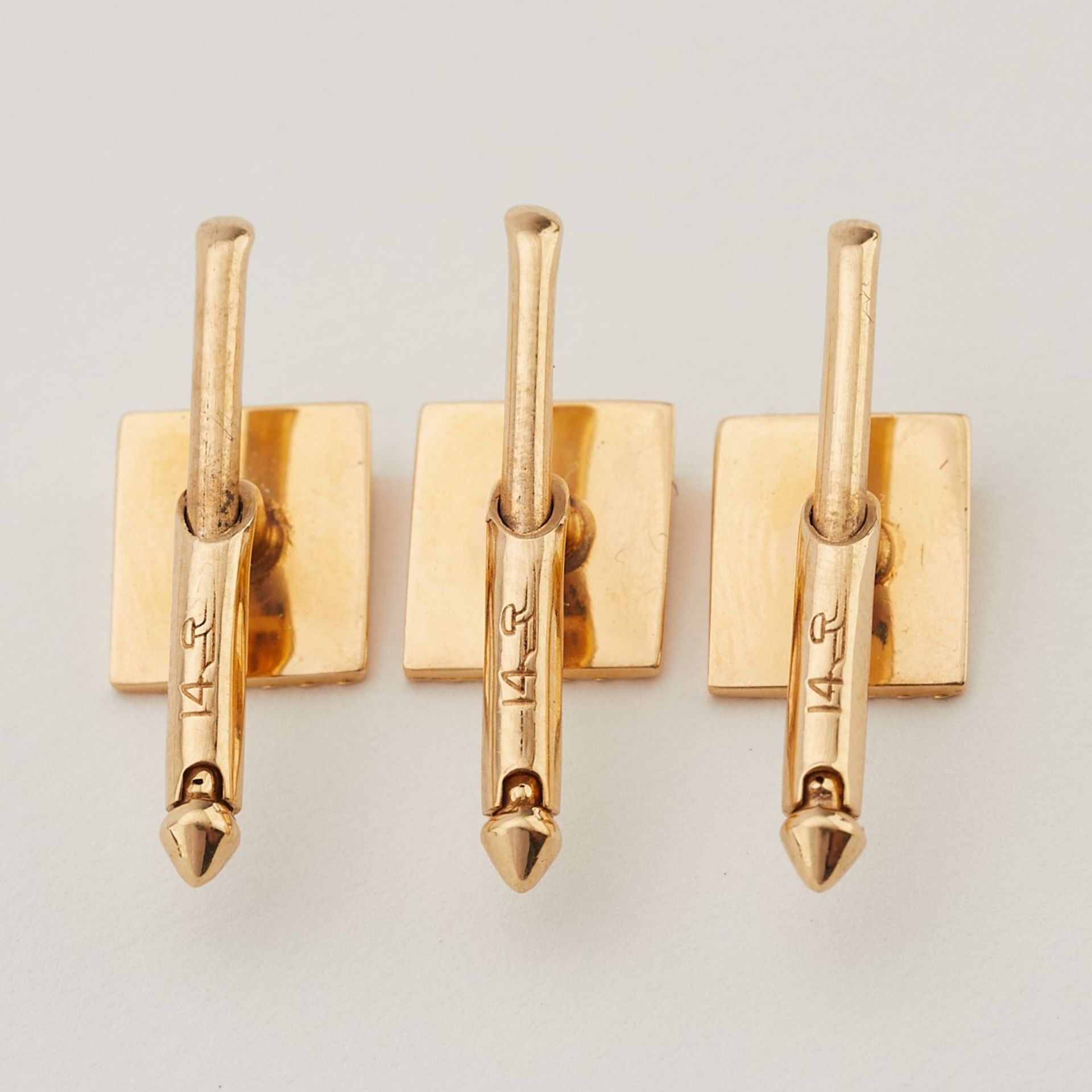 5 14K Yellow Gold Grooved Modernist Cufflinks - Image 7 of 8