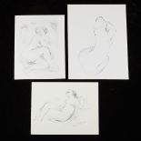 Group of 3 Nic Jonk Drawings Female Nudes