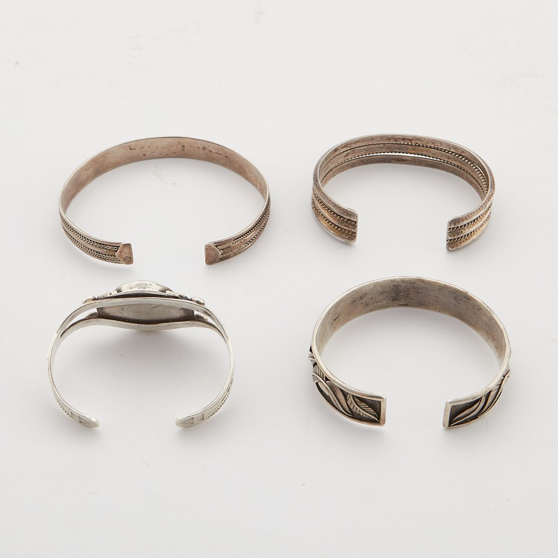 4 Silver Southwest Bracelets - 3 Sterling - Image 3 of 10