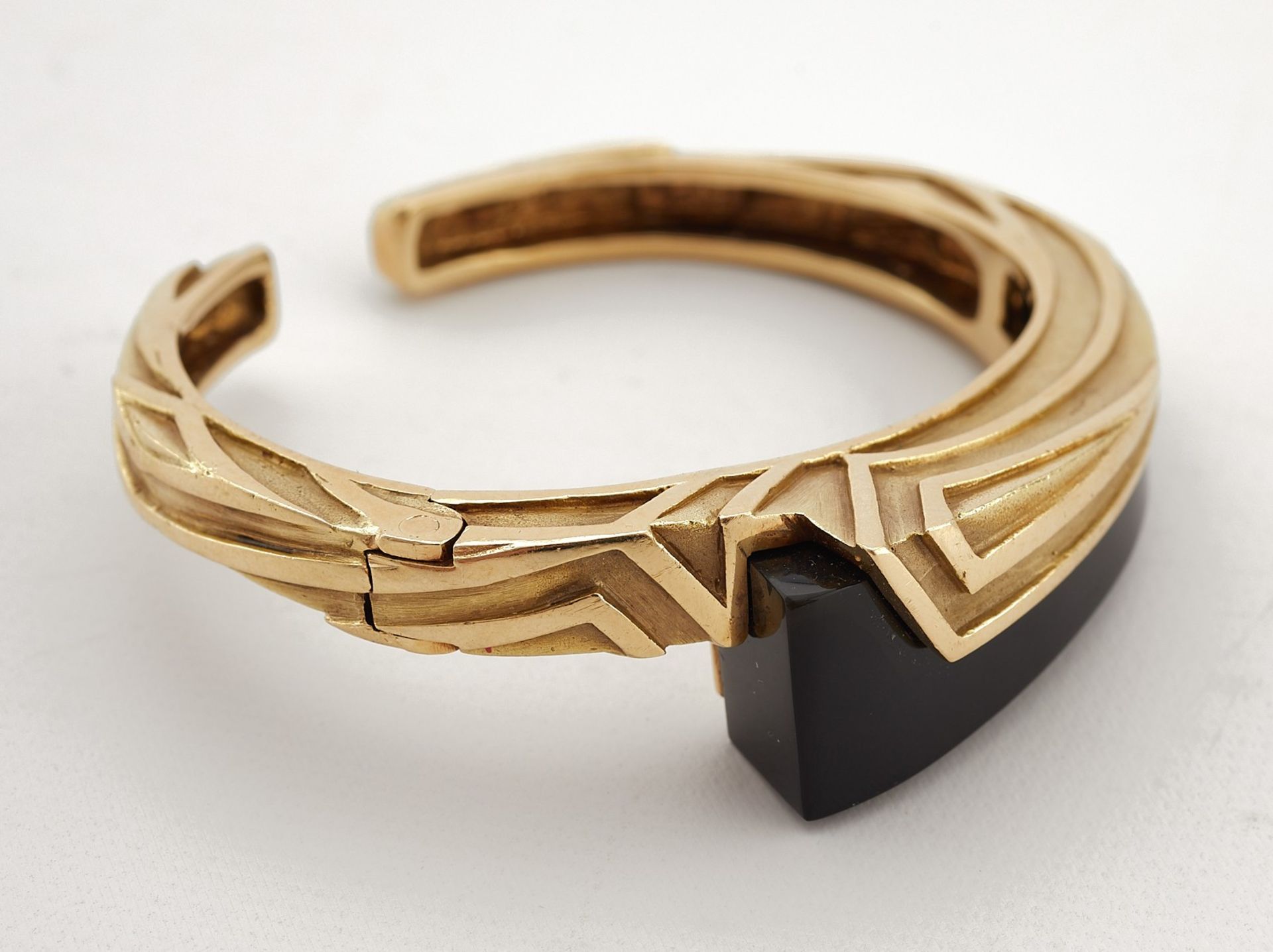 Robert Wander France 14K Gold & Onyx Cuff Bracelet - Image 4 of 7