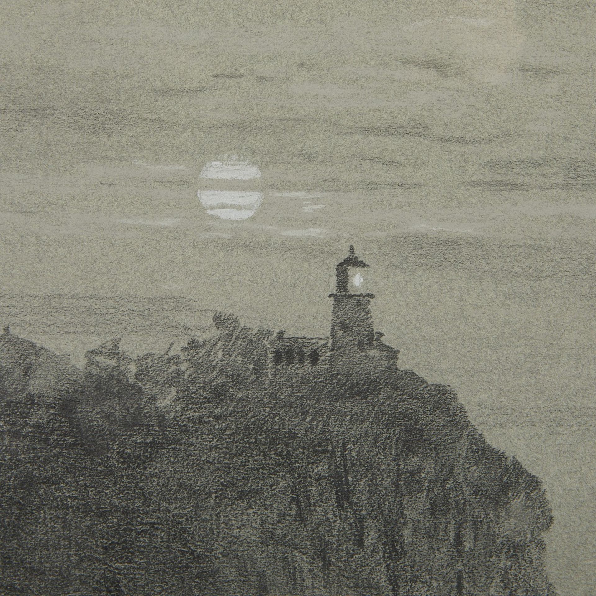 Mike Lynch Split Rock Lighthouse Charcoal Drawing - Image 2 of 5