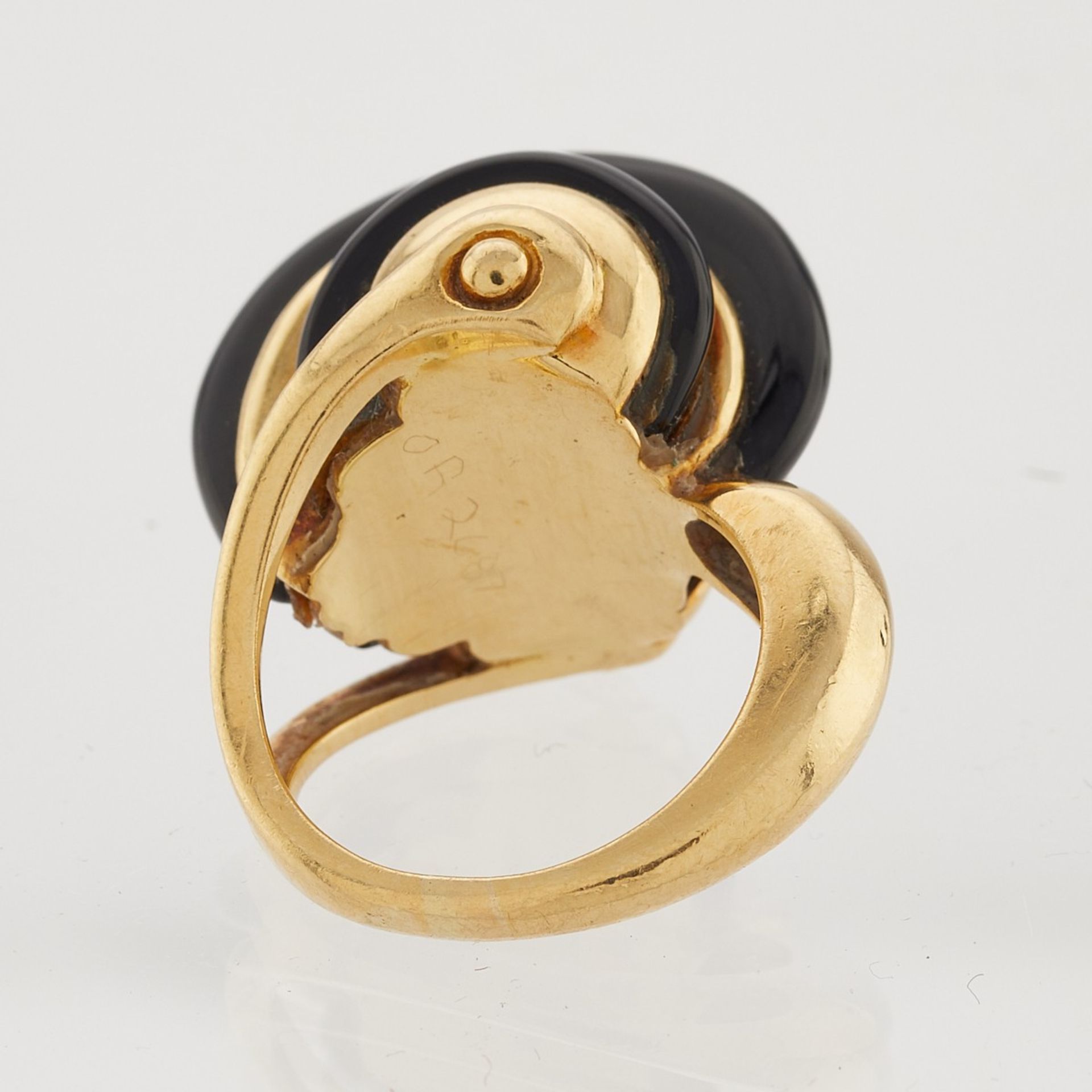 Modernist 18K Gold & Onyx Ring - Image 6 of 9