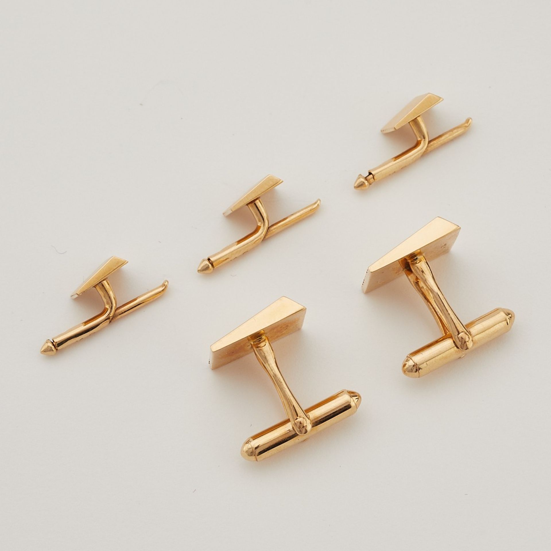 5 14K Yellow Gold Grooved Modernist Cufflinks - Image 3 of 8