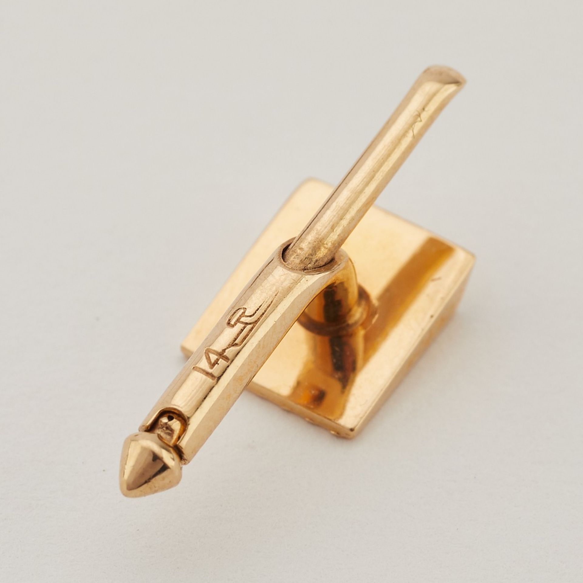 5 14K Yellow Gold Grooved Modernist Cufflinks - Image 6 of 8