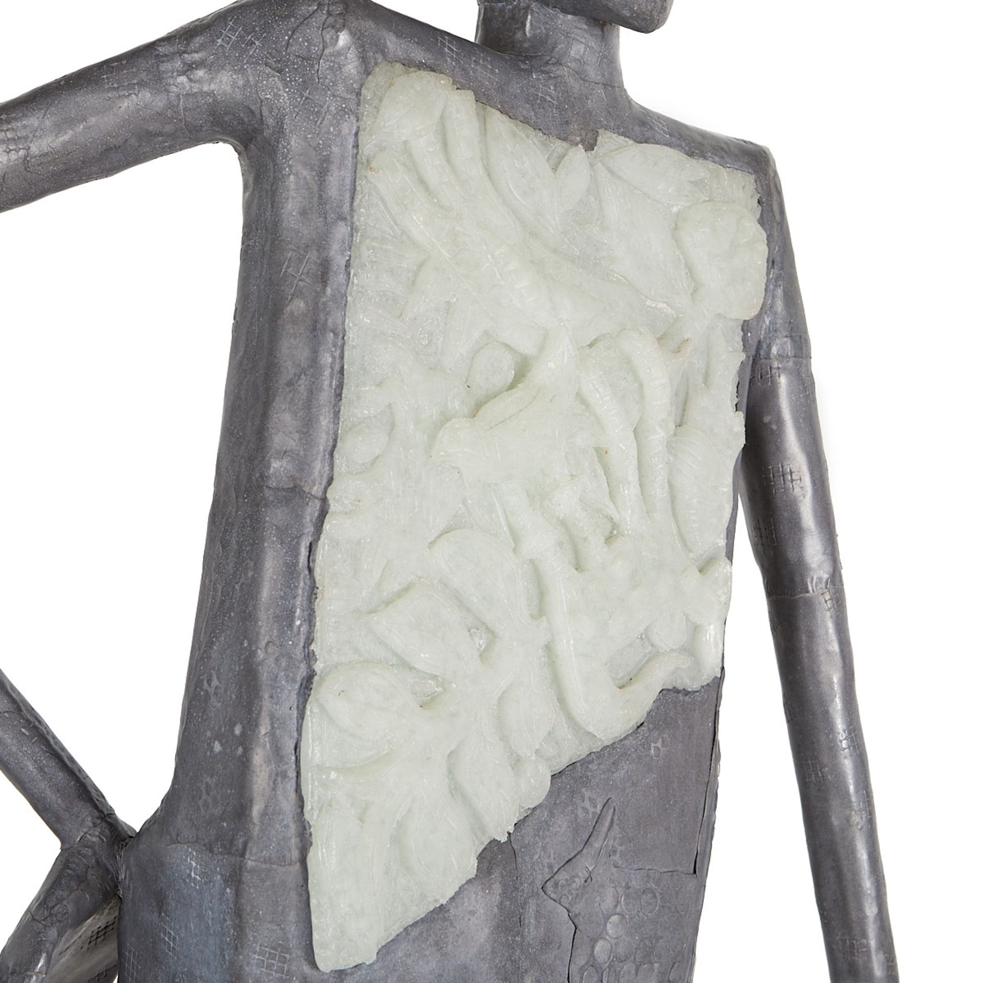 Leslie Hawk Lead & Glass Sculpture Figure w/ Chair - Image 2 of 13