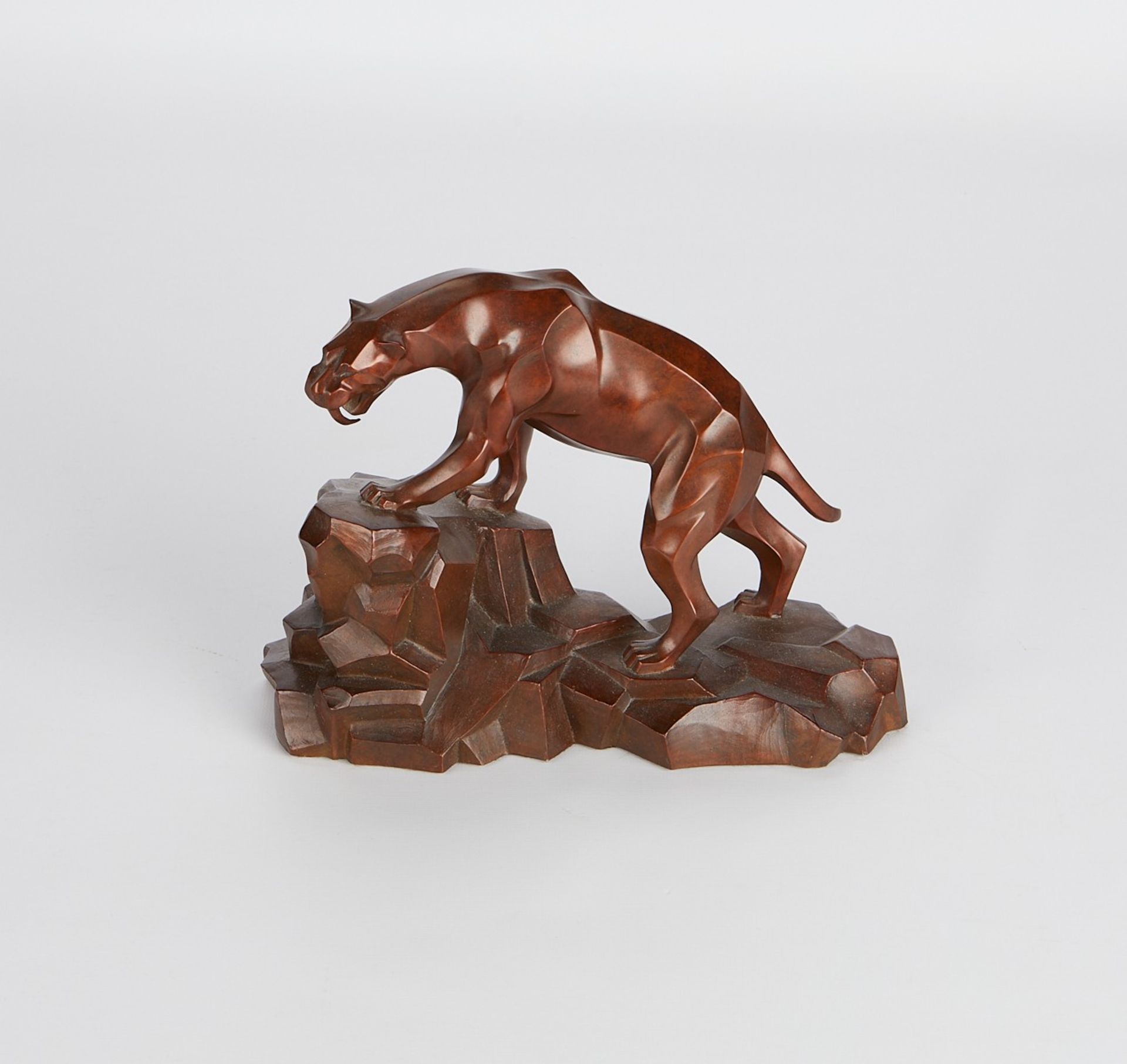 Janet Rosetta Sabre-Tooth Tiger Bronze Sculpture - Image 7 of 9