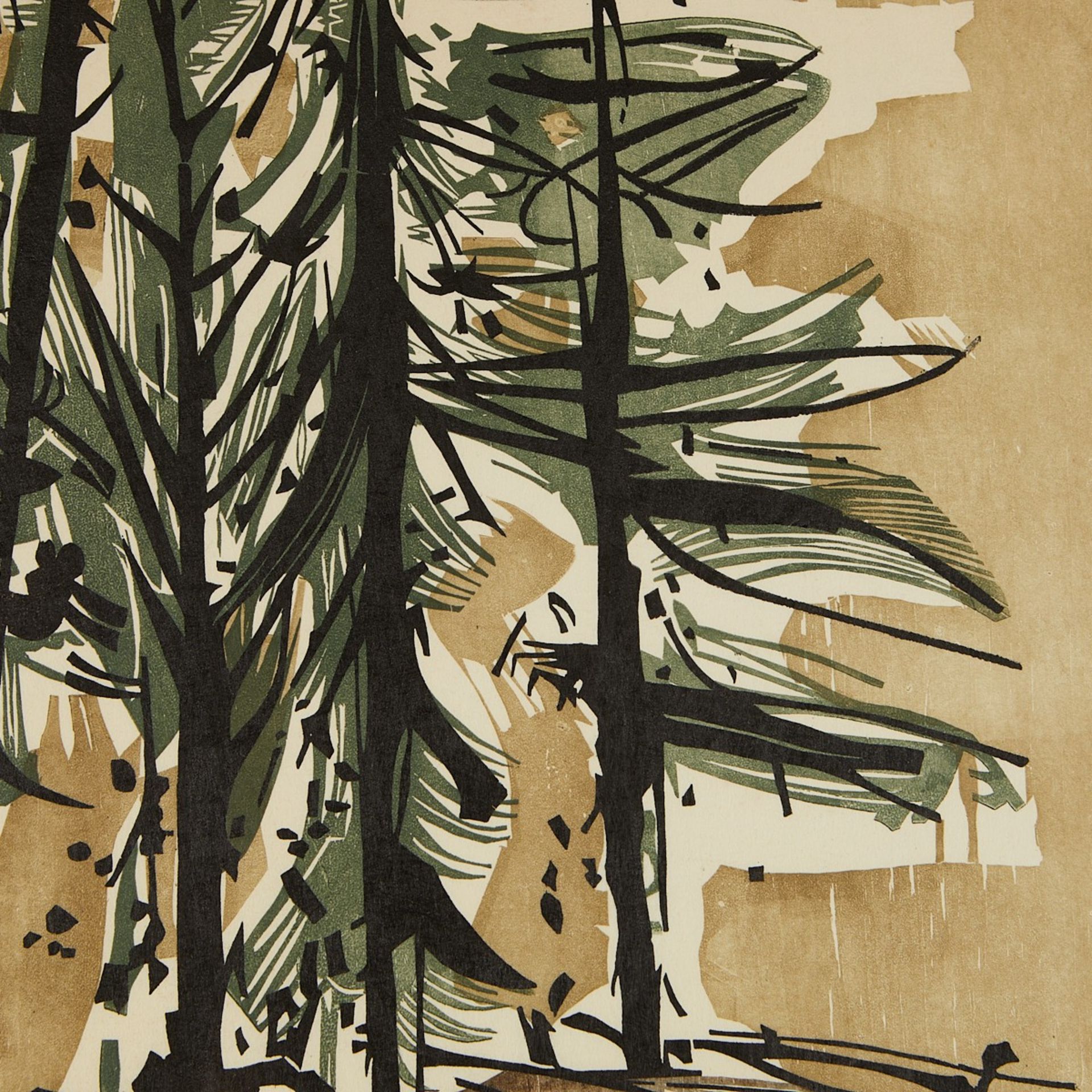 5 Eugene Larkin Woodcuts Pines, Rocks, & Waves - Bild 12 aus 33