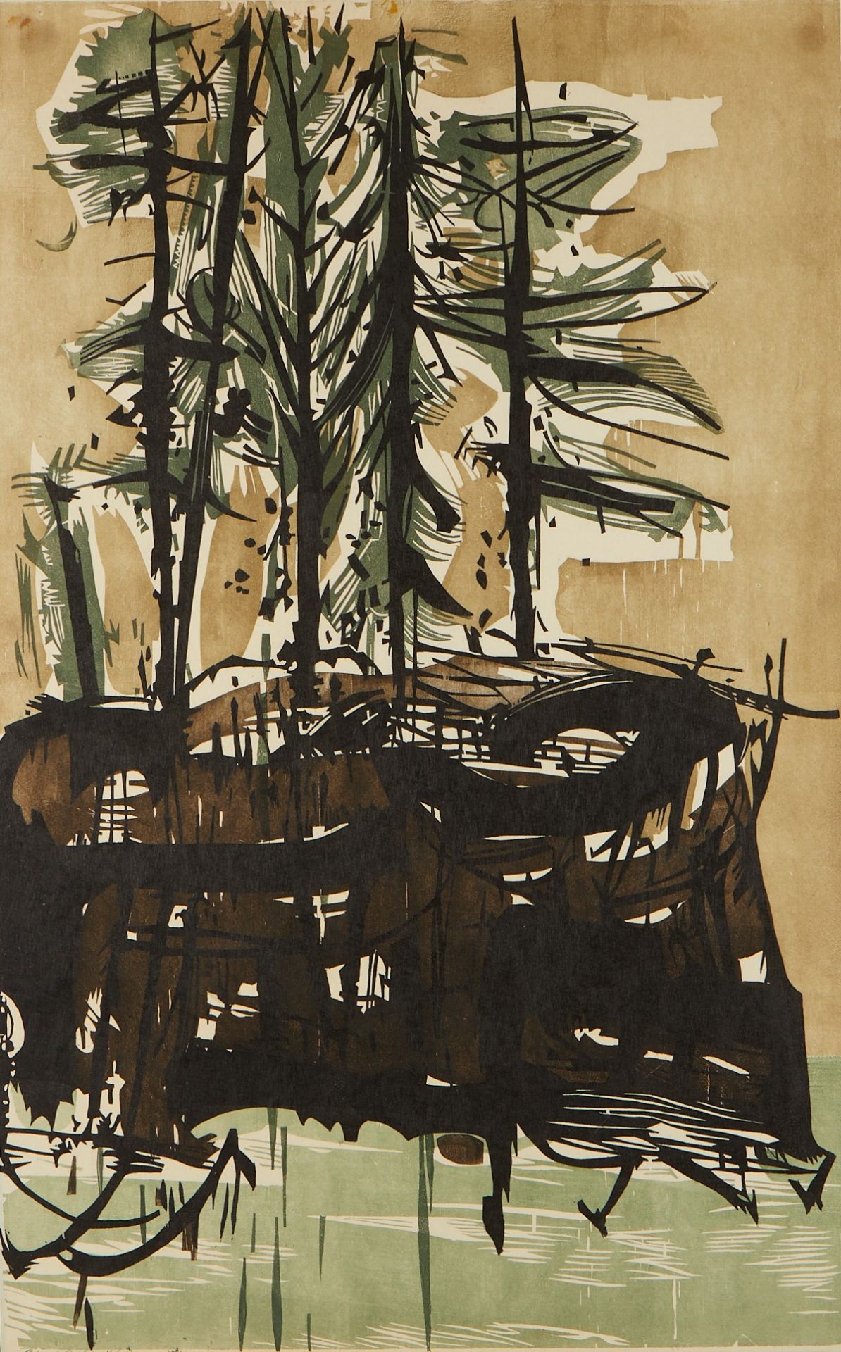 5 Eugene Larkin Woodcuts Pines, Rocks, & Waves - Bild 10 aus 33