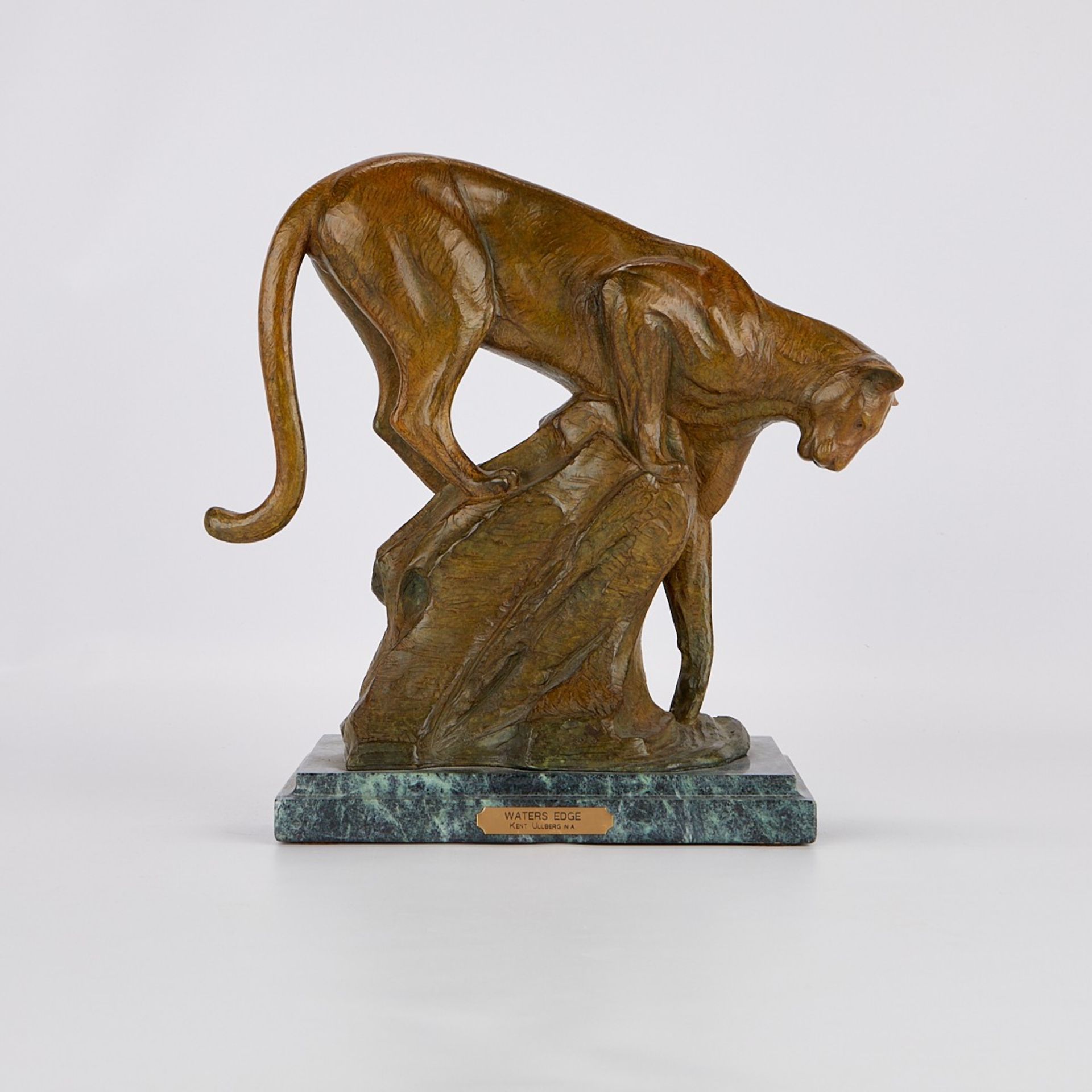 Kent Ullberg Water's Edge Cougar Bronze Sculpture - Image 3 of 12