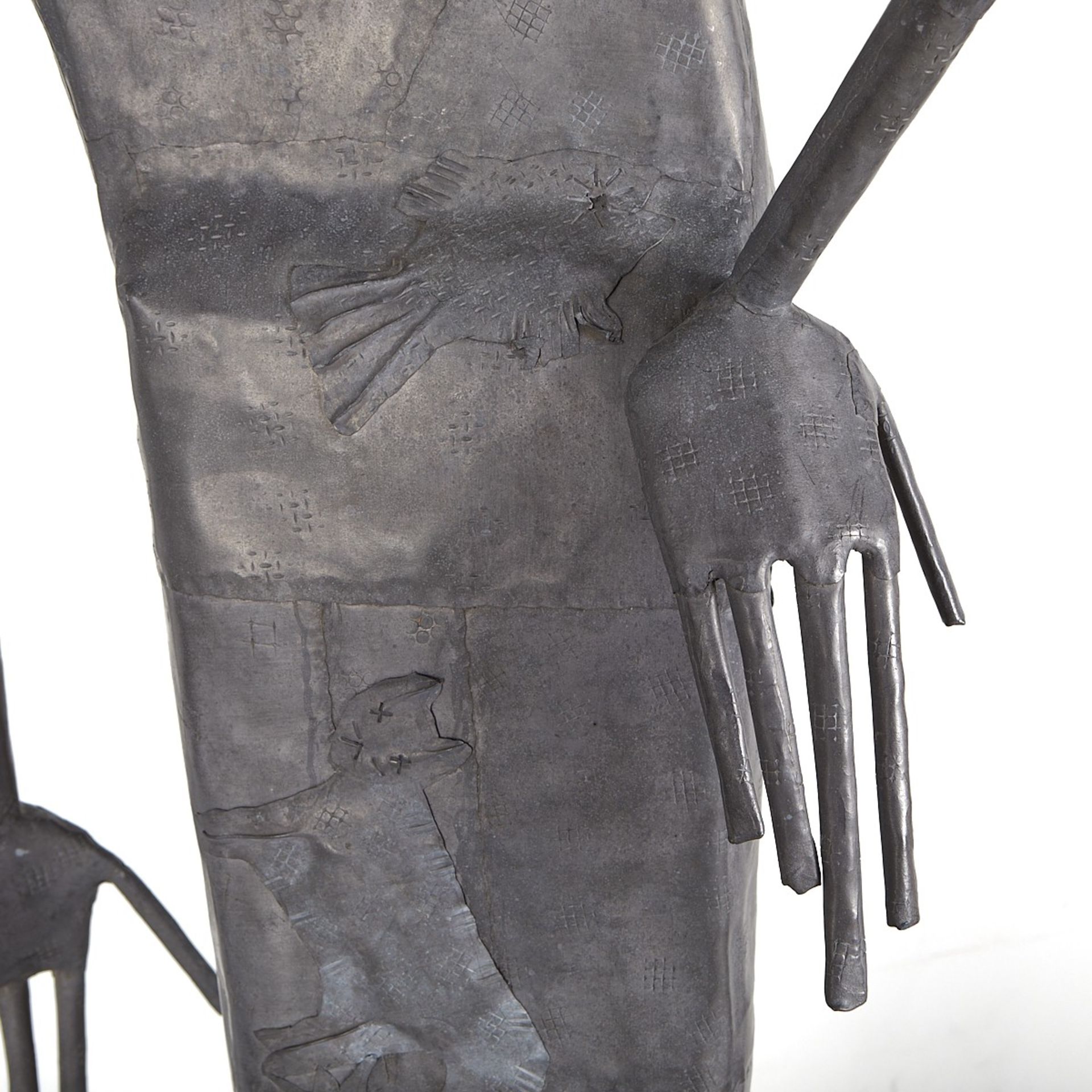 Leslie Hawk Lead & Glass Sculpture Figure w/ Chair - Image 7 of 13