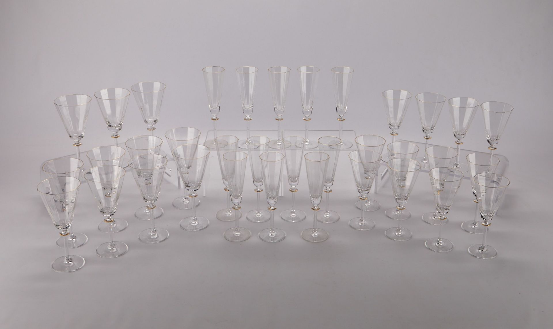 Group of 35 Mikasa South Hampton Gold Stemware