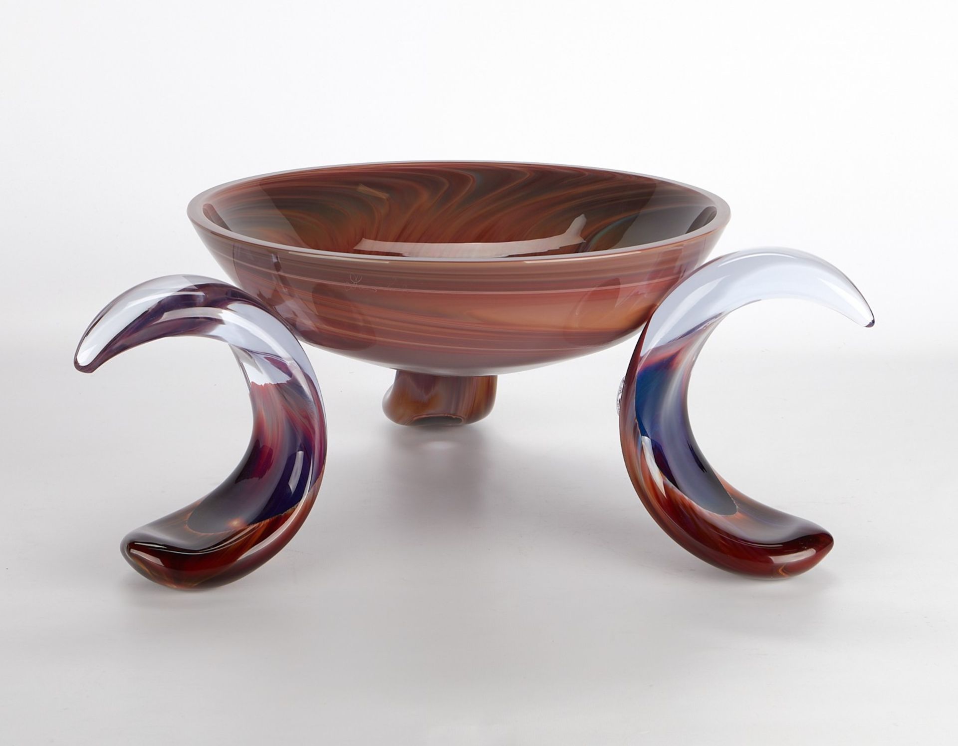 Dino Rosin Ikebana Glass Bowl w/ Legs - Image 3 of 9