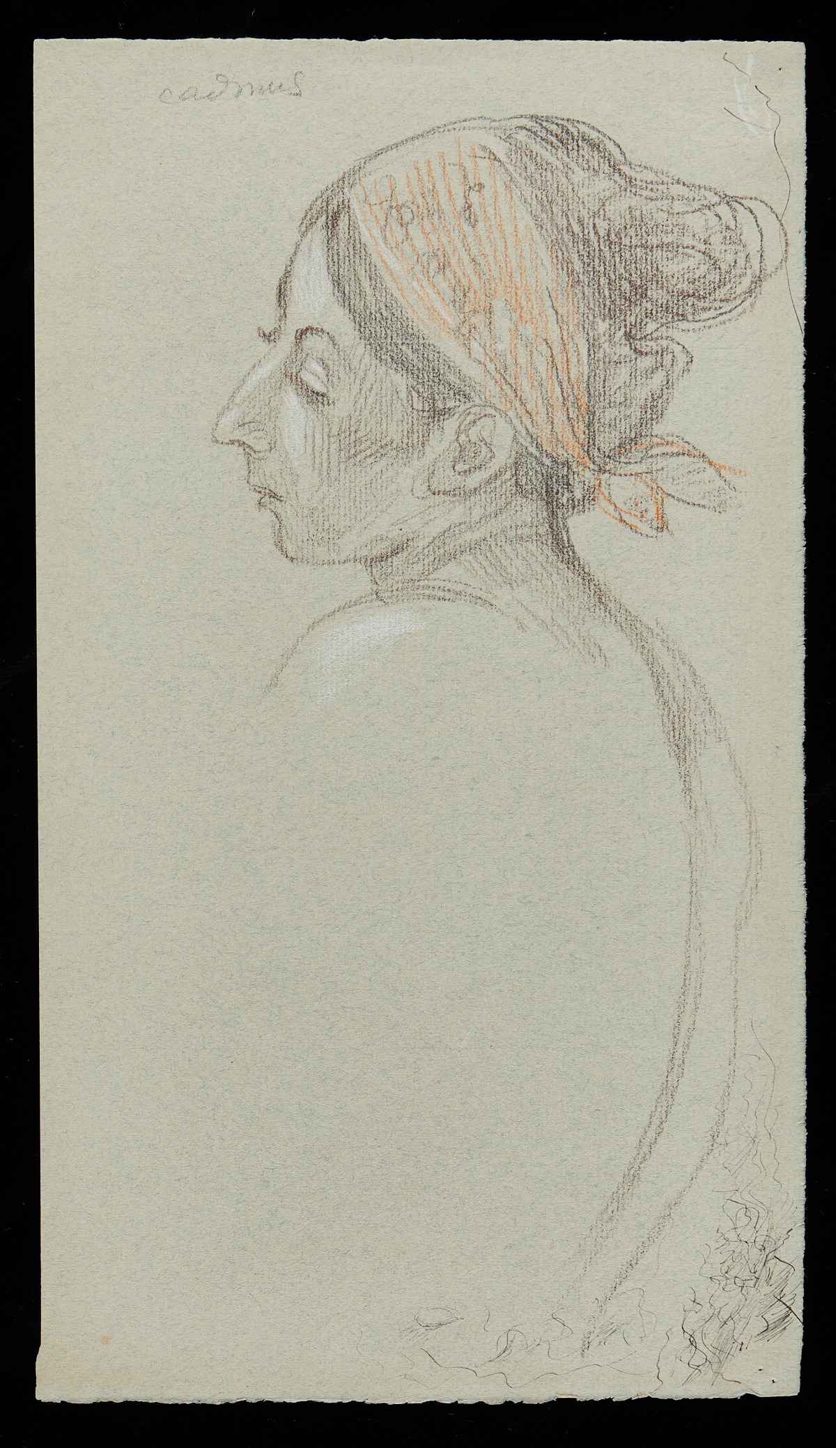 Paul Cadmus Female Profile Crayon on Paper
