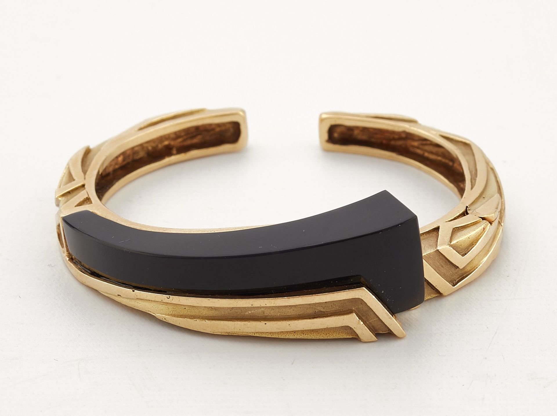 Robert Wander France 14K Gold & Onyx Cuff Bracelet - Image 2 of 7