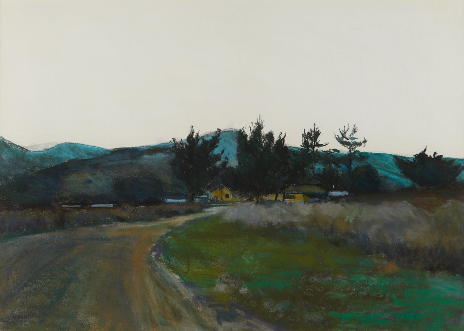 Robert McKibbin Distant Blue Hills Pastel Drawing