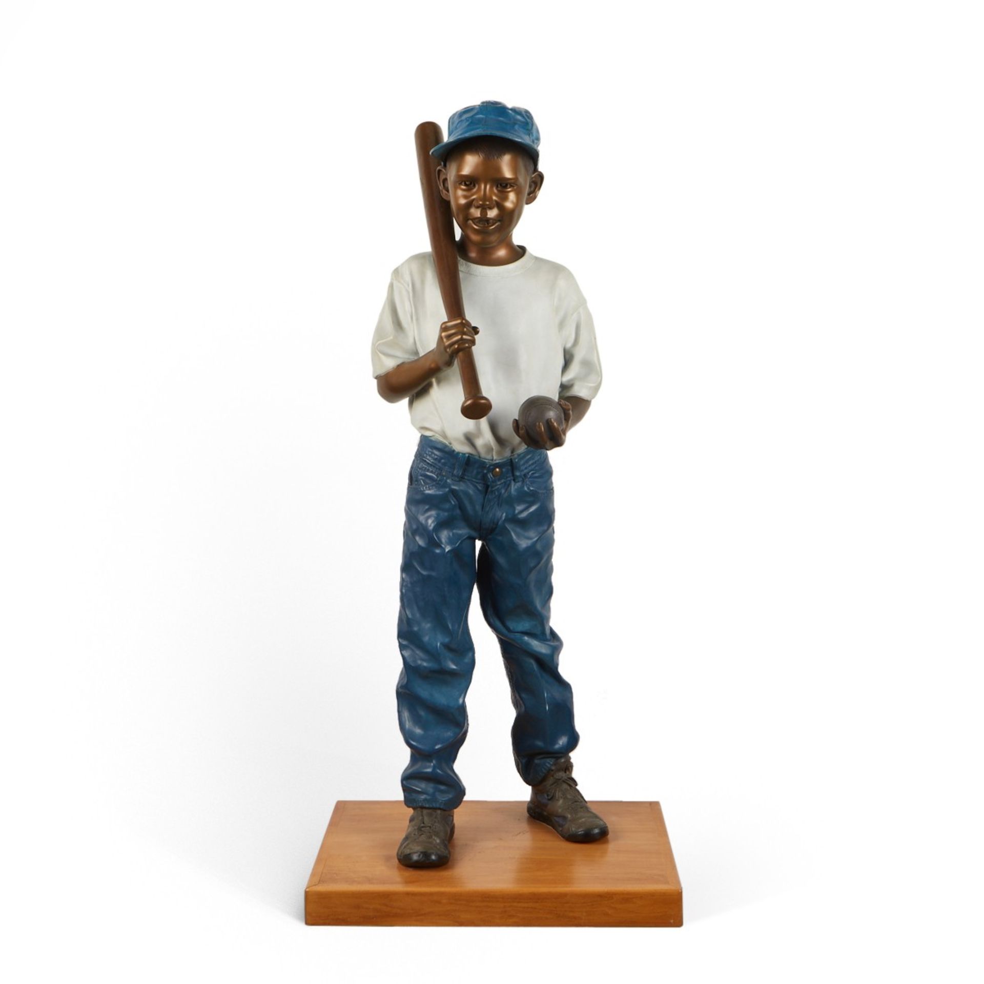 Ramon Parmenter Baseball Boy Bronze Sculpture - Image 2 of 9
