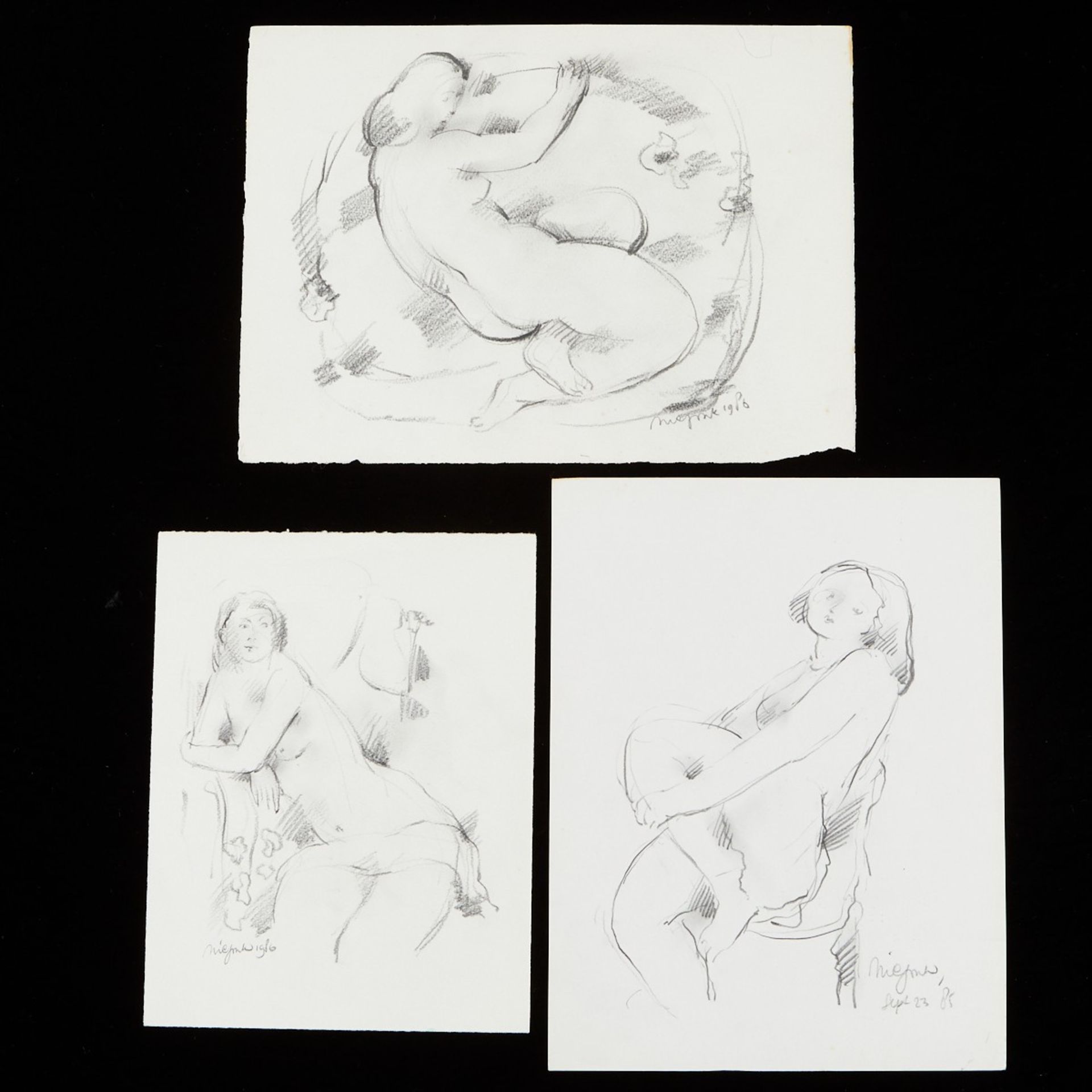 Group of 3 Nic Jonk Drawings Nudes