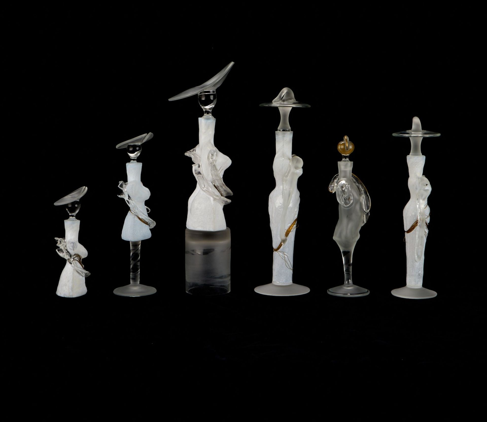 6 Figural Glass Perfume Bottles Elena Graure Manta - Image 5 of 10