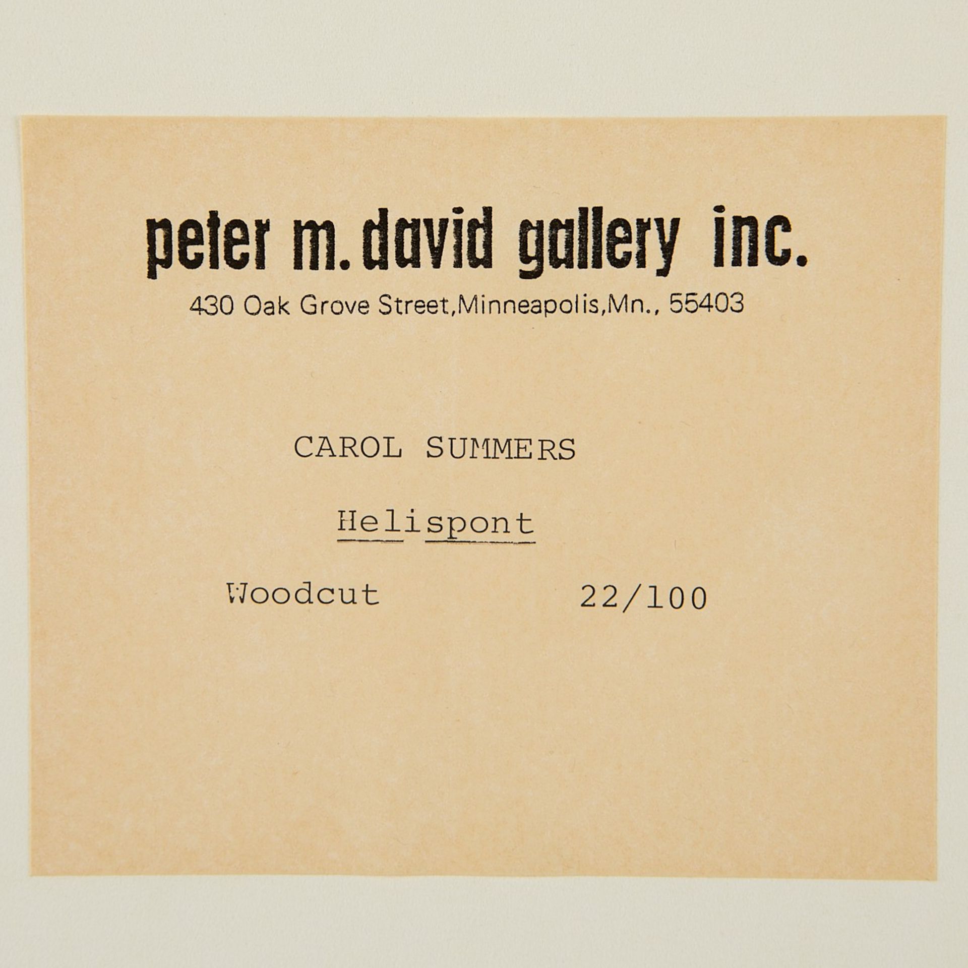 Carol Summers "Hellespont" Woodcut 1977 - Image 7 of 7