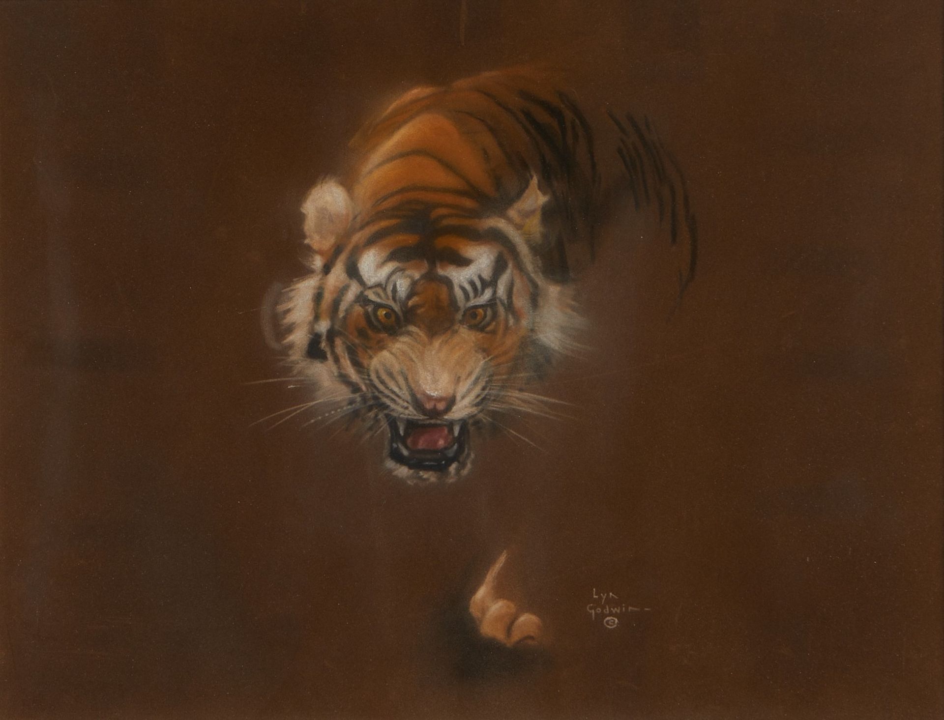 Lyn Godwin "Striped Fury" Tiger Pastel Drawing