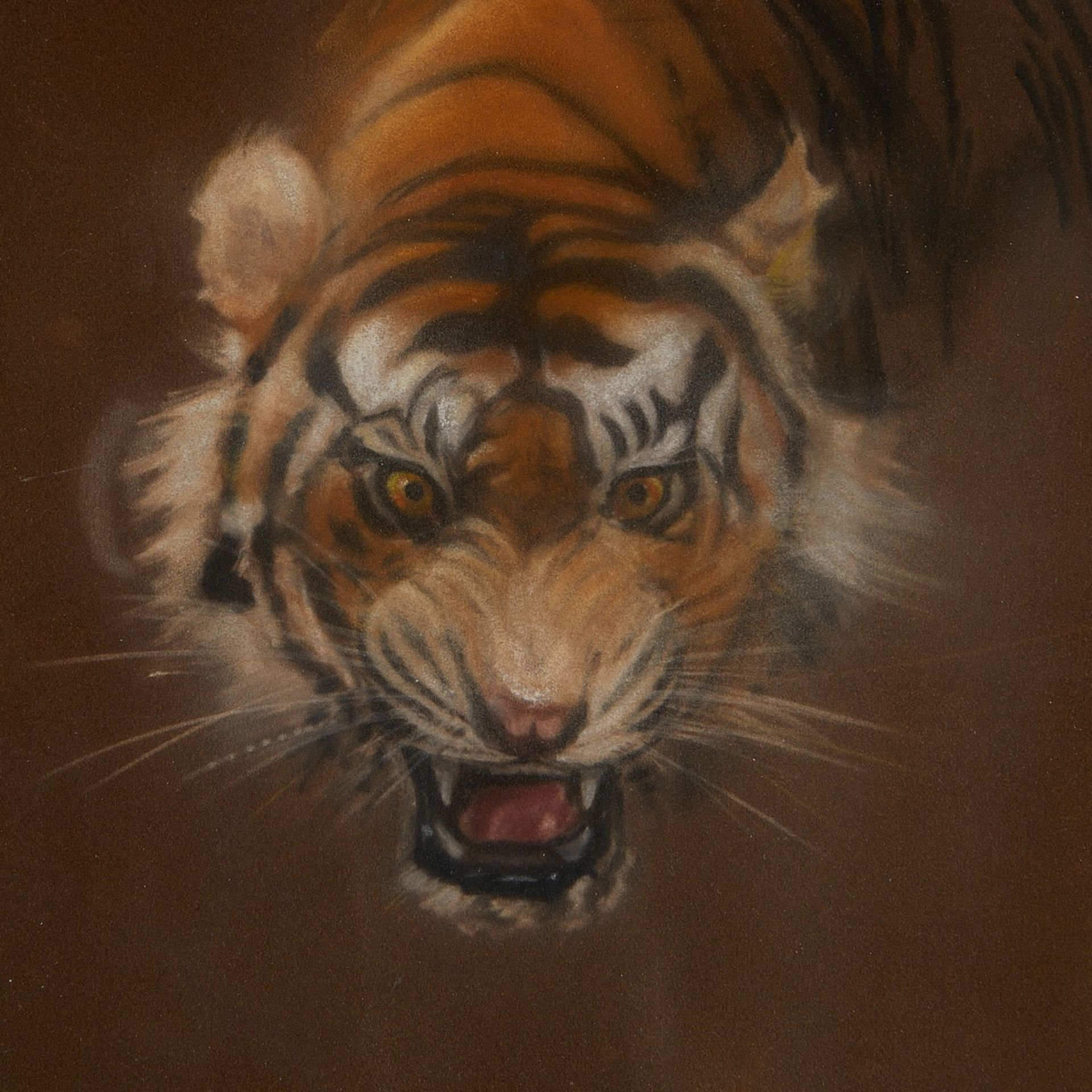 Lyn Godwin "Striped Fury" Tiger Pastel Drawing - Image 2 of 6