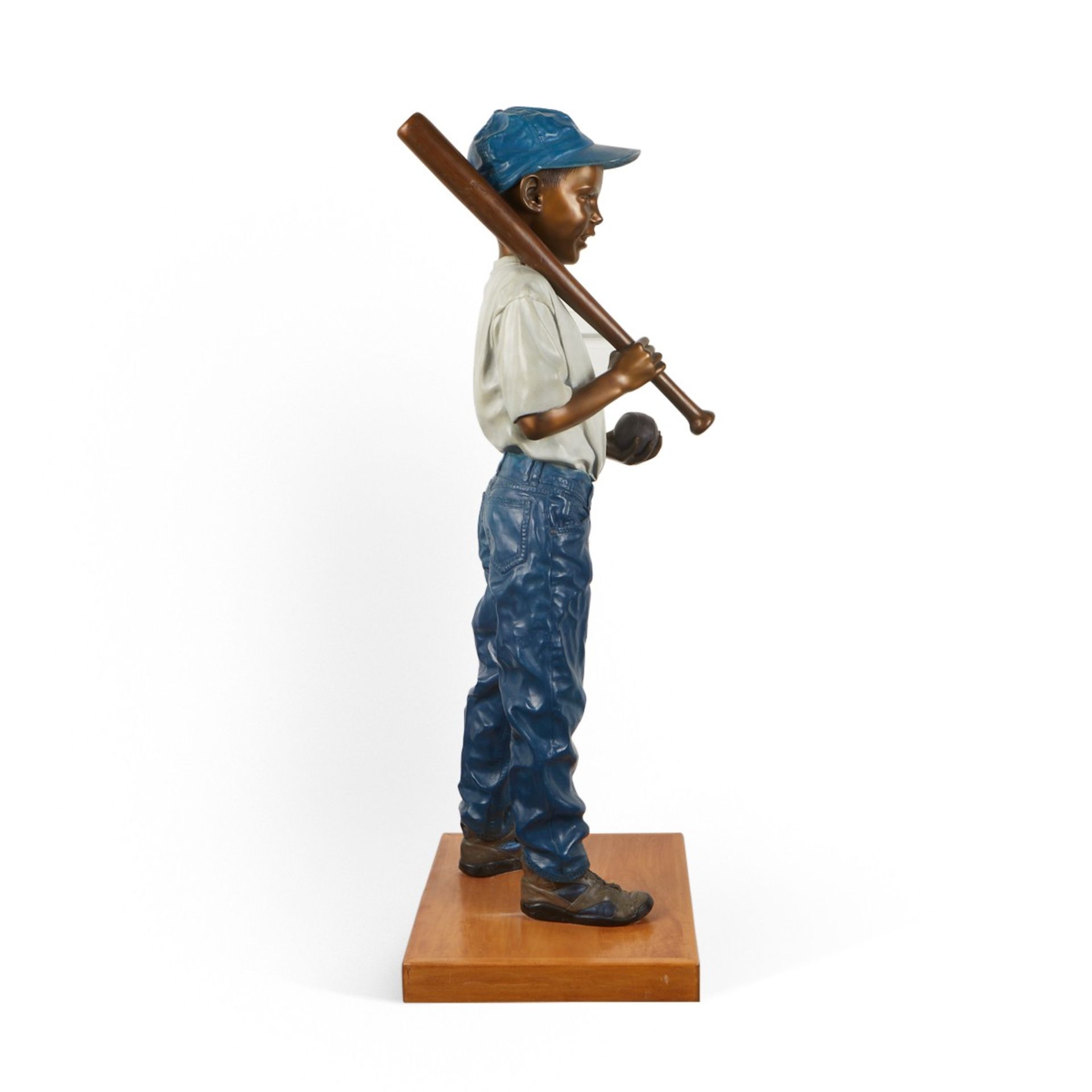 Ramon Parmenter Baseball Boy Bronze Sculpture - Image 5 of 9