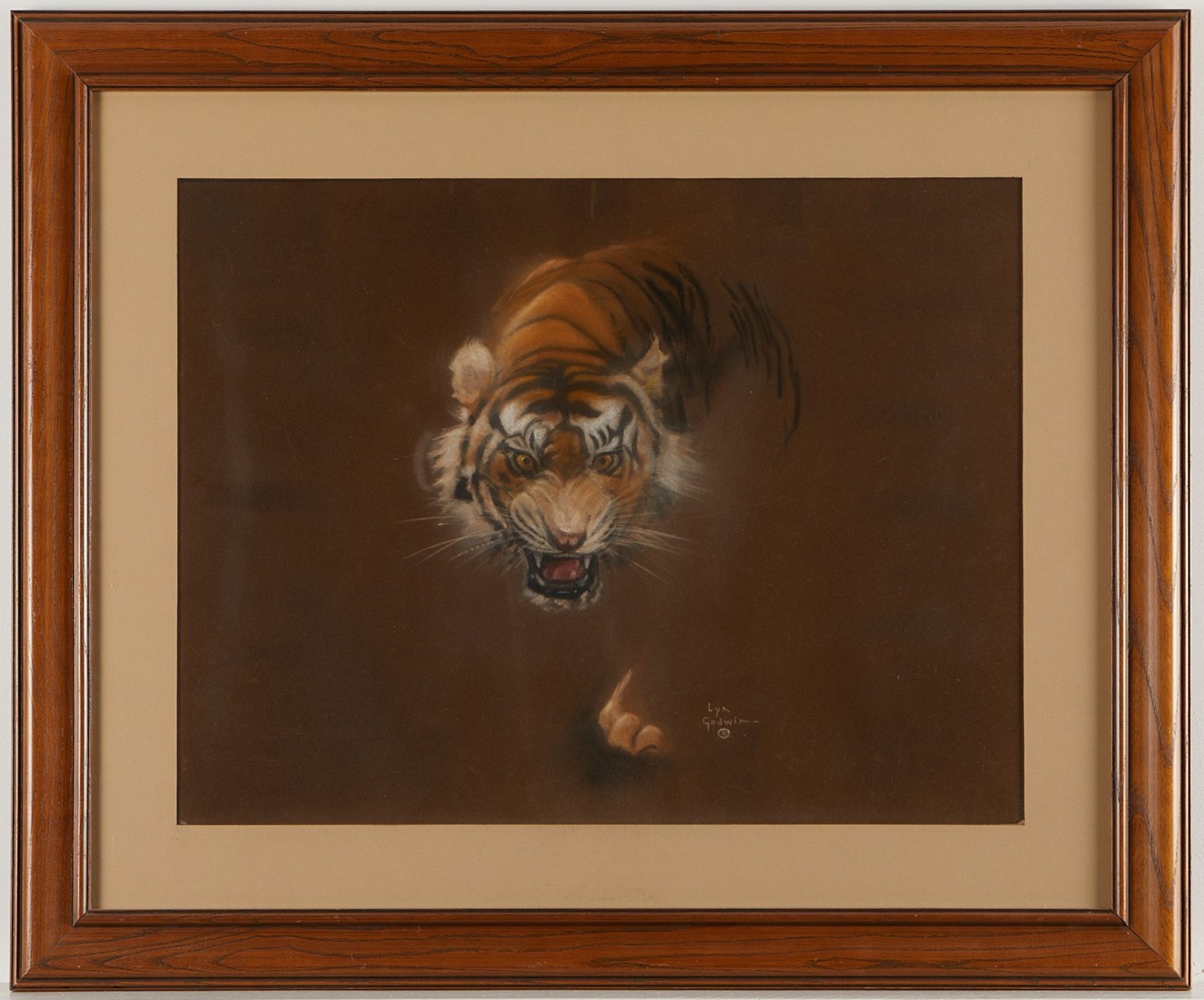 Lyn Godwin "Striped Fury" Tiger Pastel Drawing - Image 3 of 6