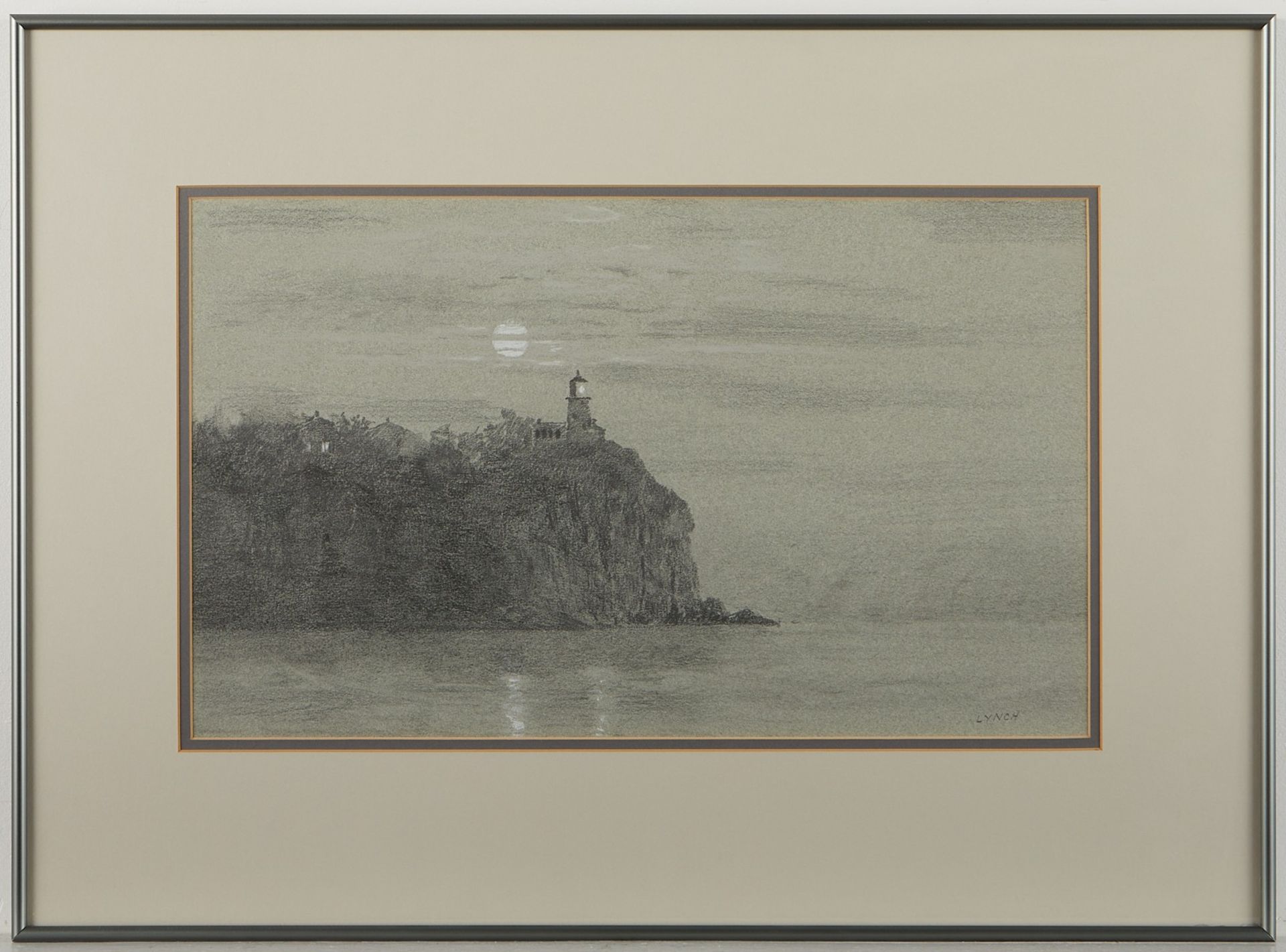 Mike Lynch Split Rock Lighthouse Charcoal Drawing - Image 3 of 5