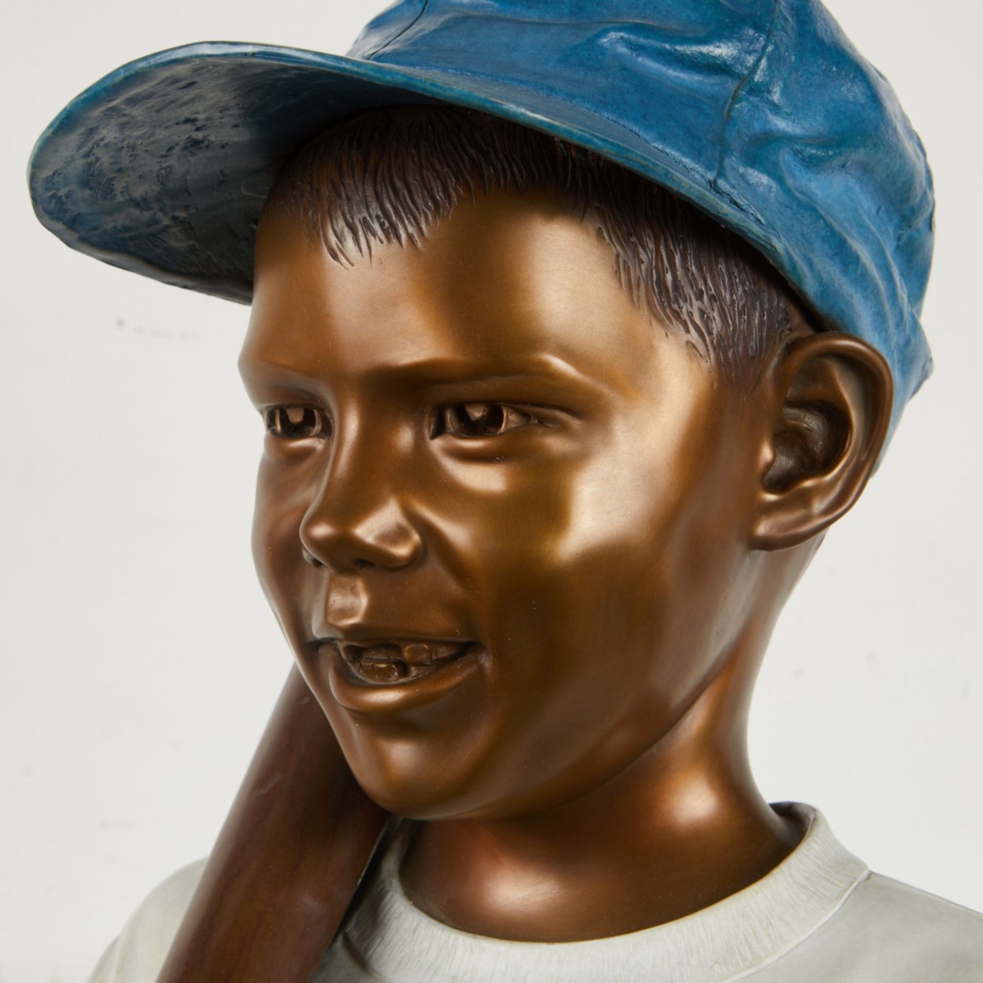 Ramon Parmenter Baseball Boy Bronze Sculpture - Image 6 of 9