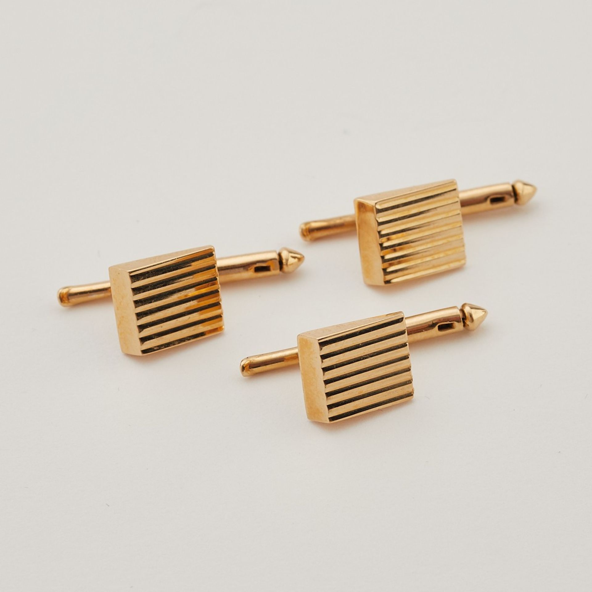 5 14K Yellow Gold Grooved Modernist Cufflinks - Image 5 of 8