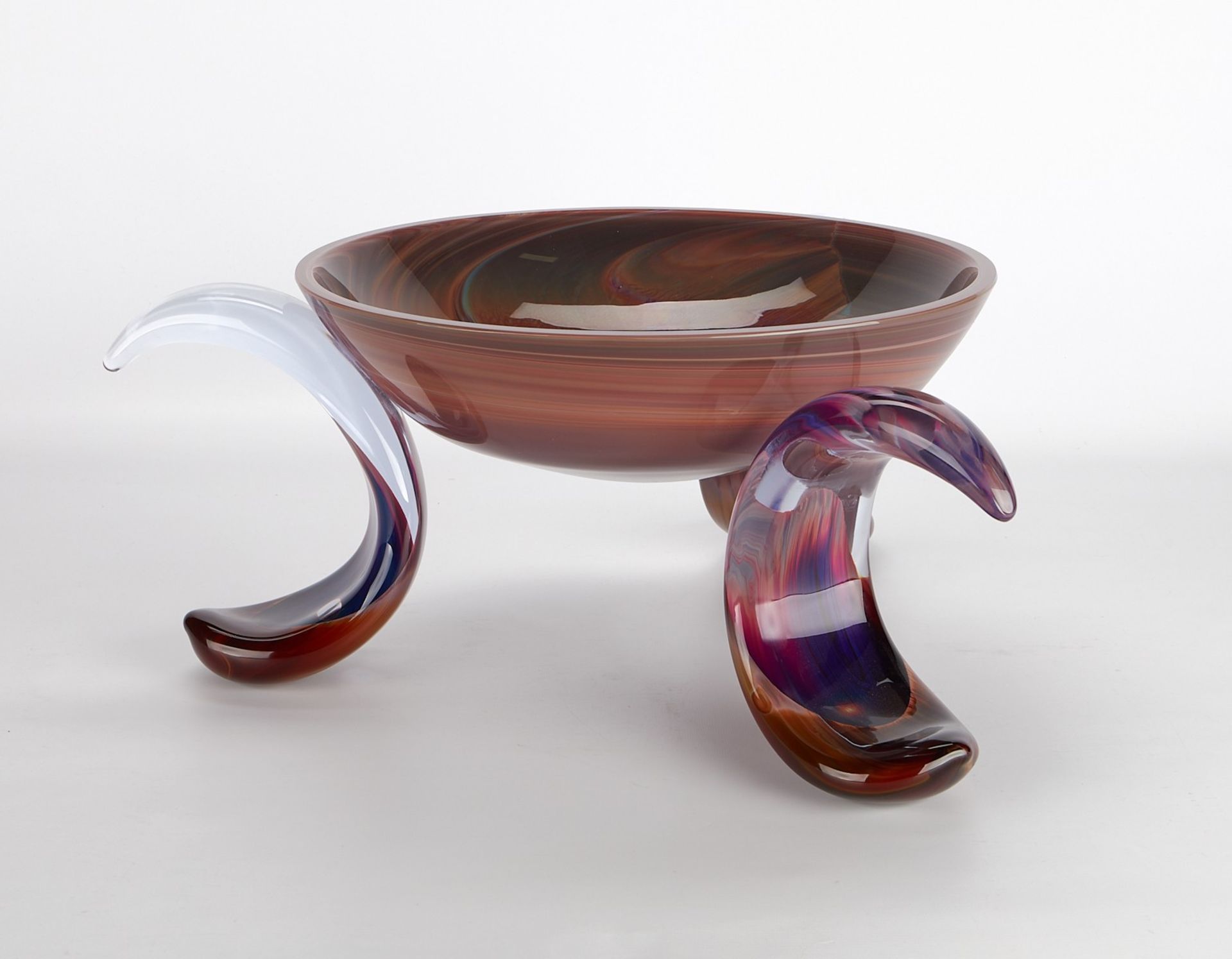 Dino Rosin Ikebana Glass Bowl w/ Legs - Image 2 of 9