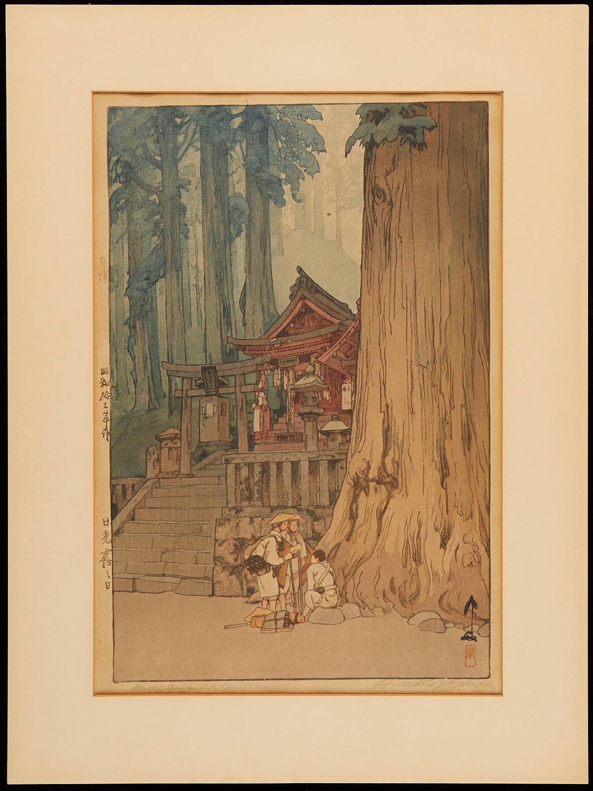 Hiroshi Yoshida "Misty Day in Nikko" Woodblock - Image 3 of 7