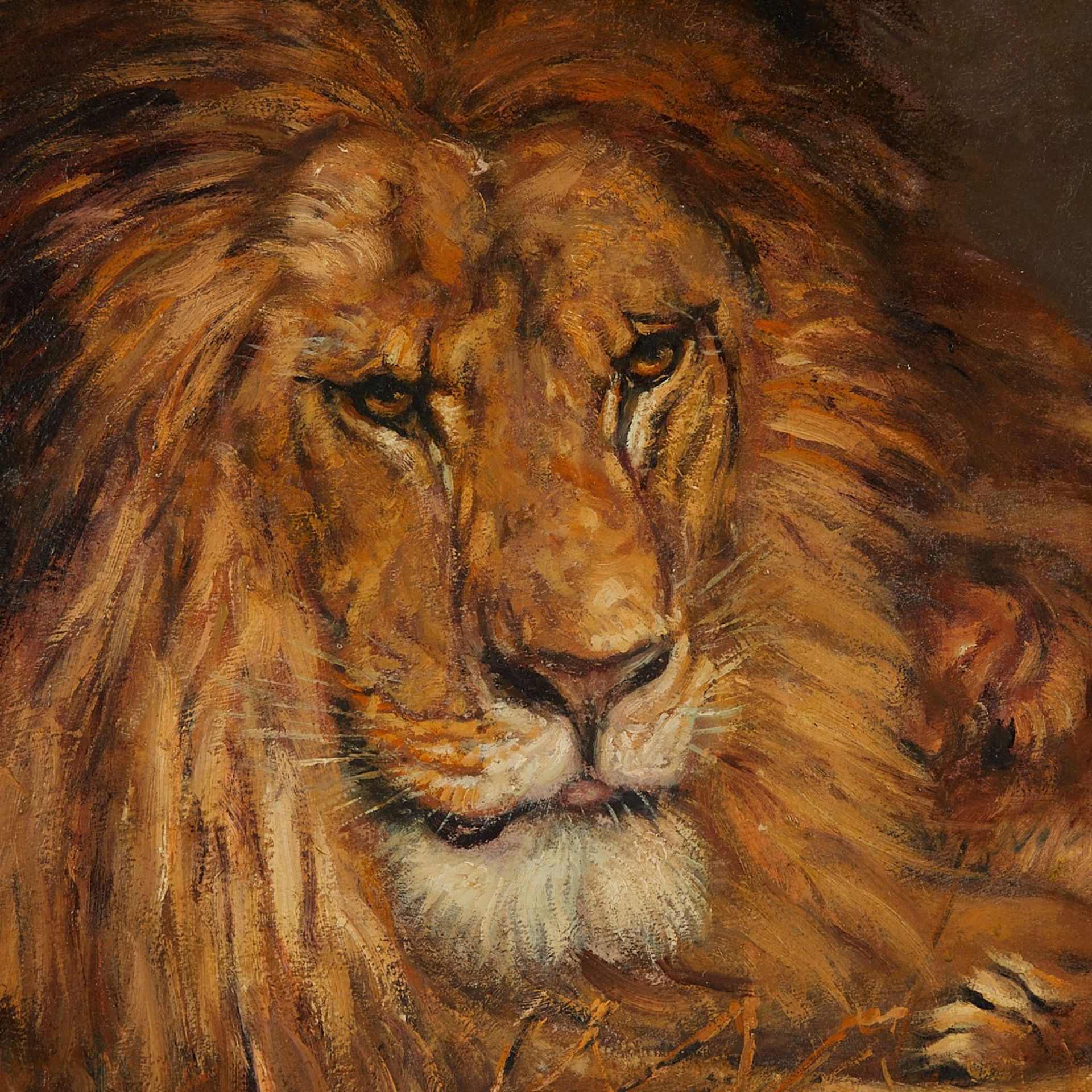Geza Vastagh Lion and Lioness Painting - Bild 2 aus 10