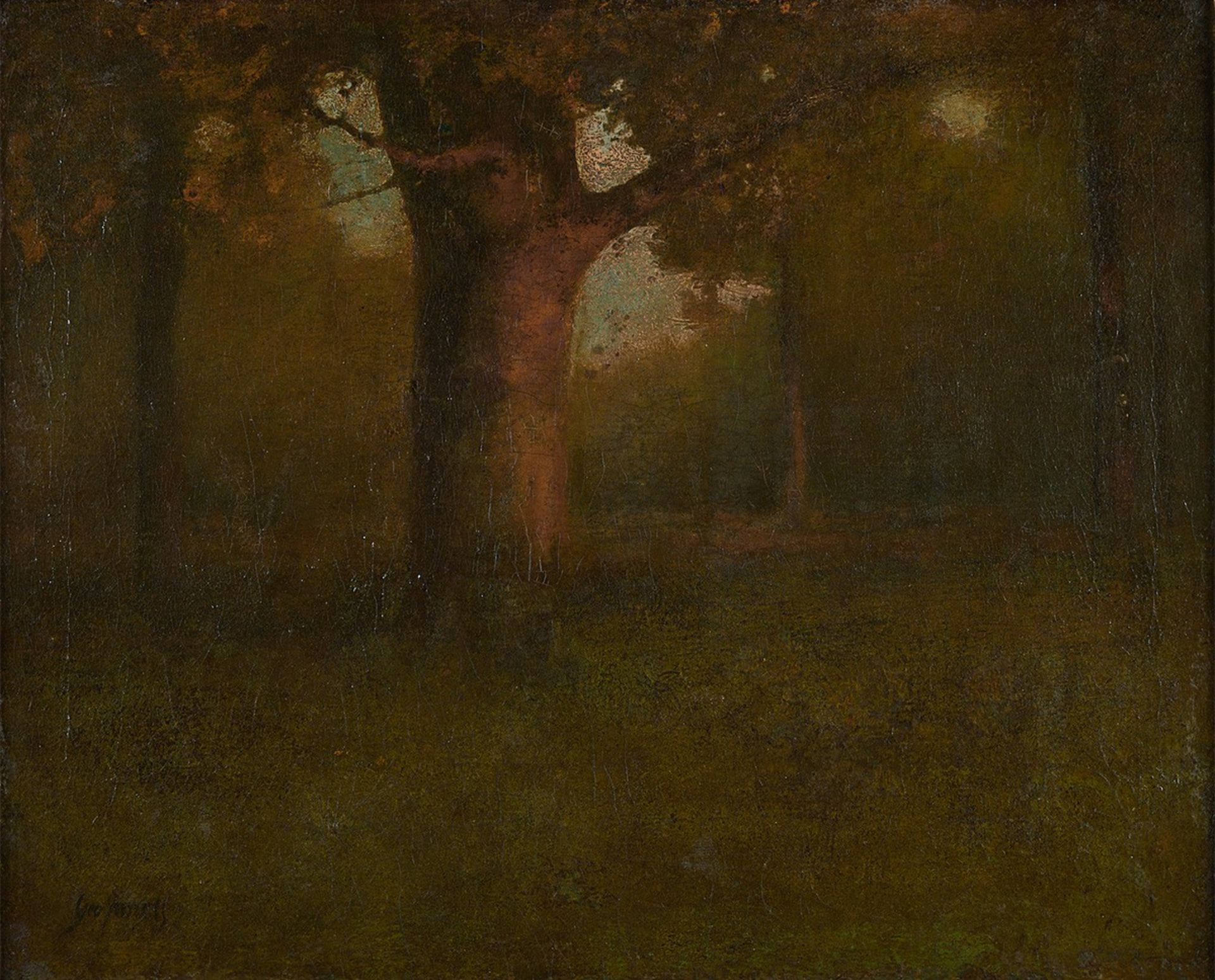 George Inness "Sun's Last Gleam" Tonalist Painting - Bild 3 aus 10