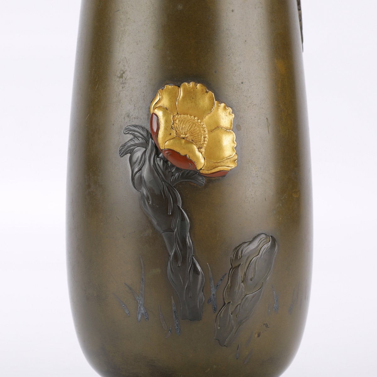 Japanese Meiji Mixed Metal Vase - Signed - Image 6 of 8