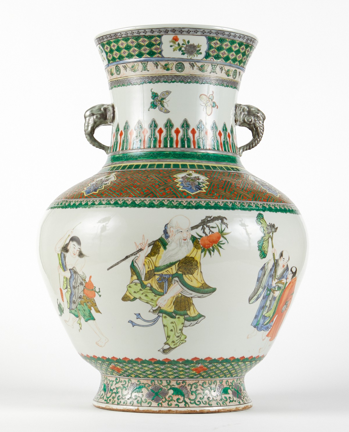 Palace Sized 26" Chinese Famille Verte Vase