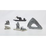 5 Inuit Soapstone Carvings - Al Wolf, Nigiyok