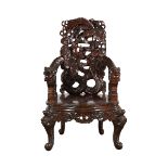 Japanese Export Carved Armchair w/ Dragons