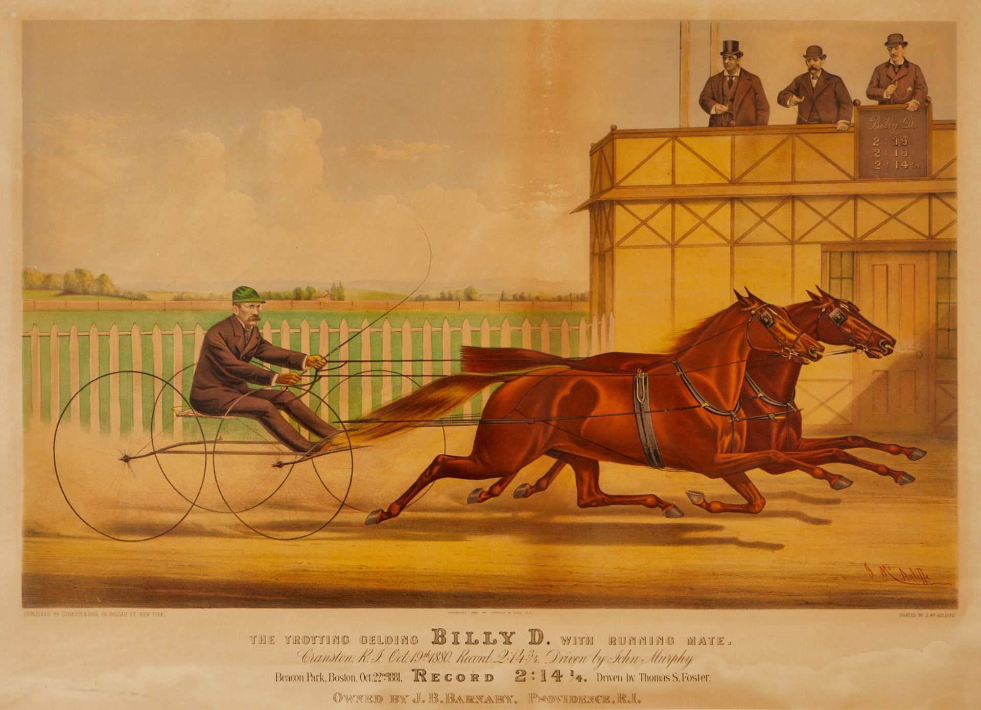 Currier & Ives "Trotting Gelding Billy D" Print