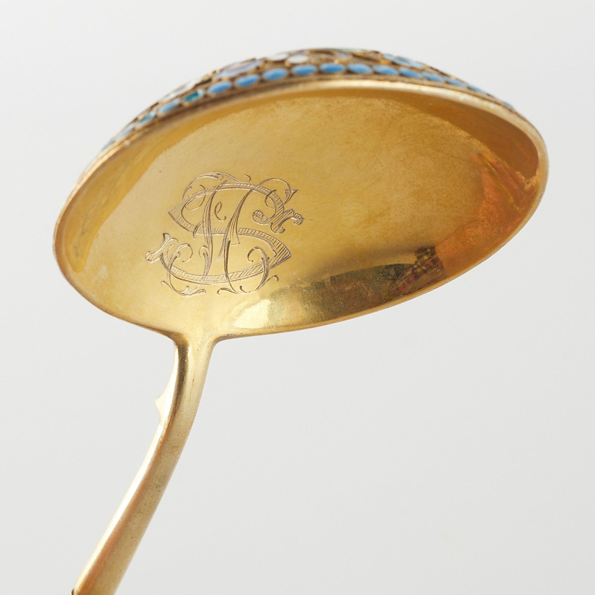 Russian Enamel Serving Spoon and Vodka Glass - Image 11 of 14