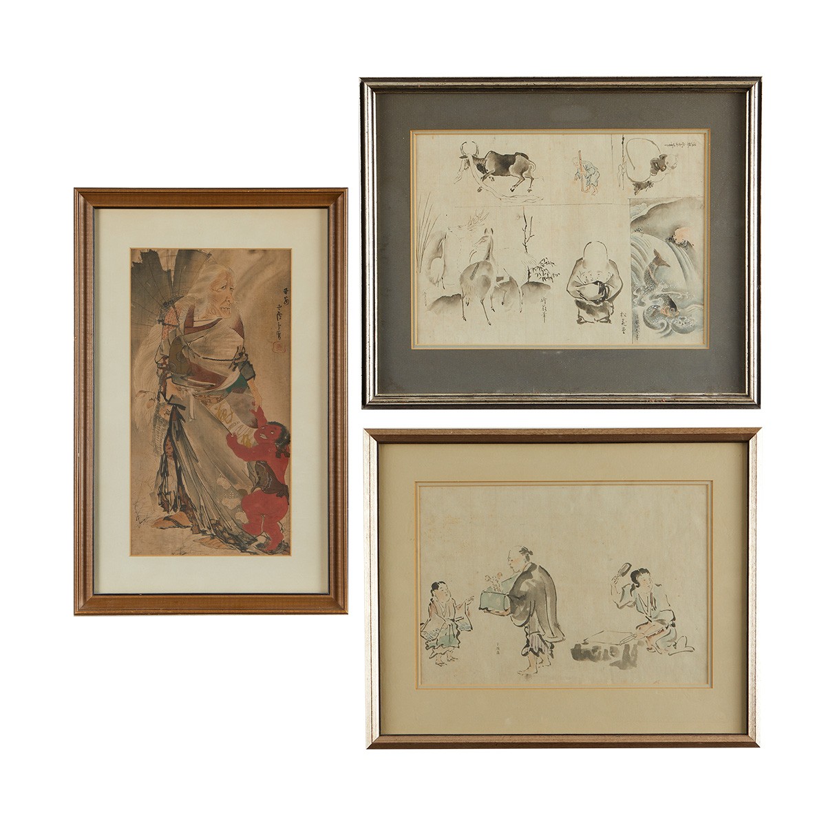 3 Japanese Watercolor Paintings Meiji / Edo - Image 2 of 20