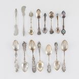 Group of 15 Sterling & Silver Souvenir Spoons