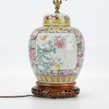 Chinese Famille Rose Ginger Jar - Lamped