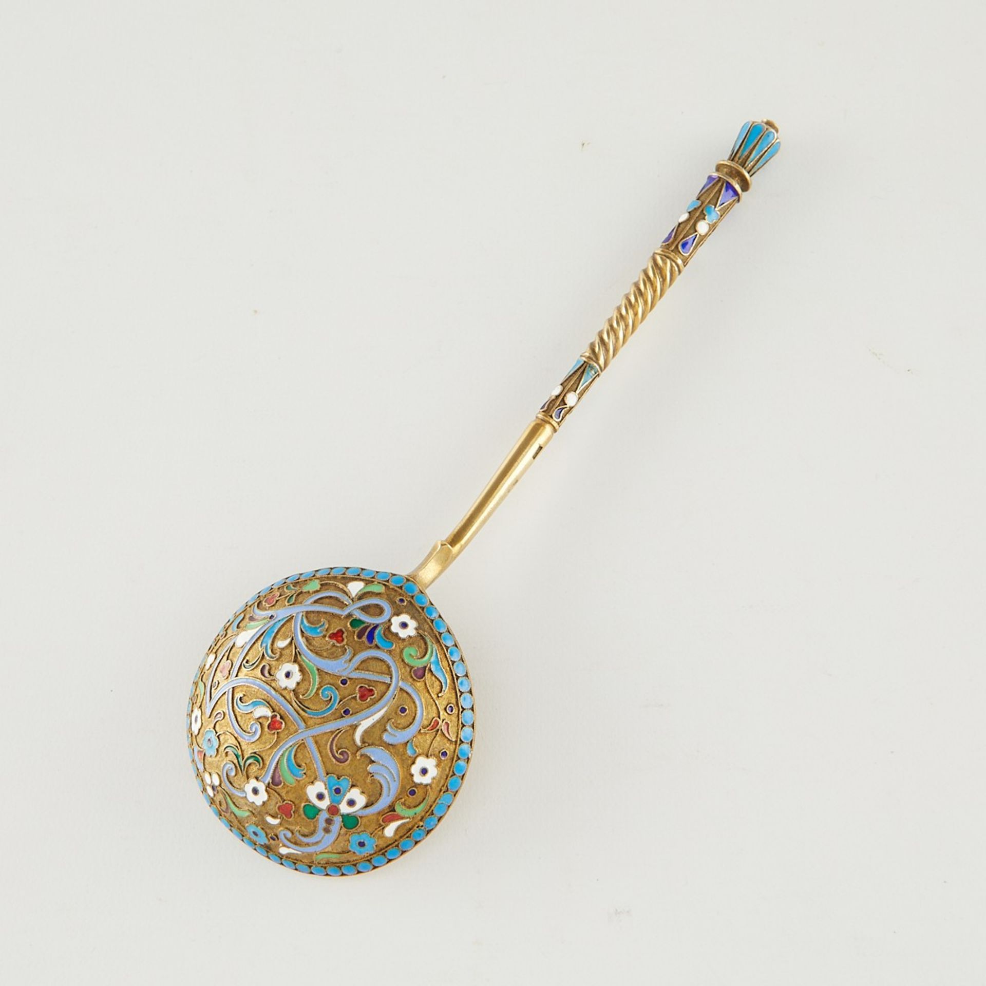 Russian Enamel Serving Spoon and Vodka Glass - Image 4 of 14