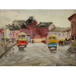 Laimdot Murniek "The Town" 1960 Oil On Board